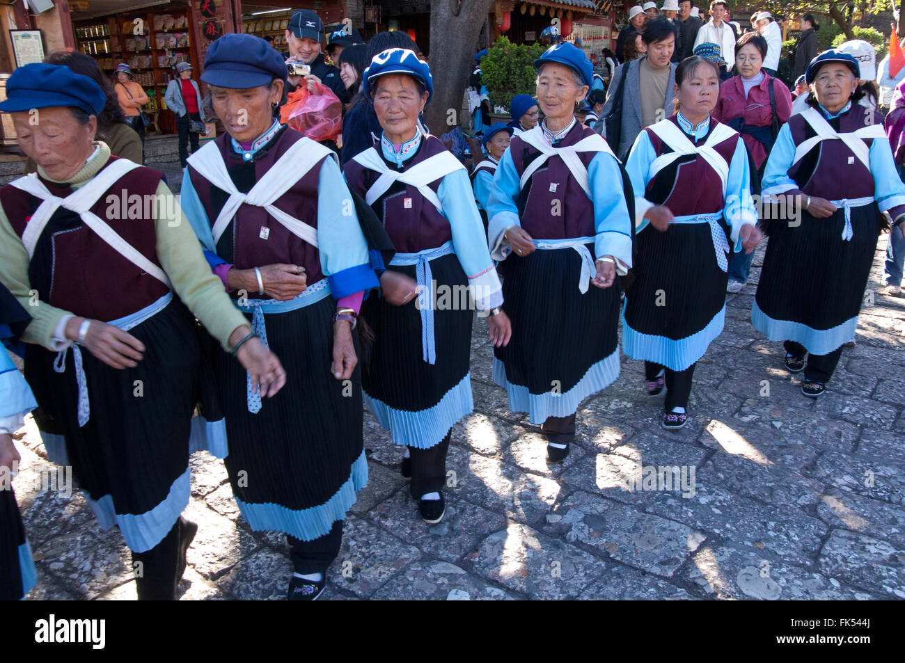Naxi minority women. Lijiang. Yunnan. China Stock Photo