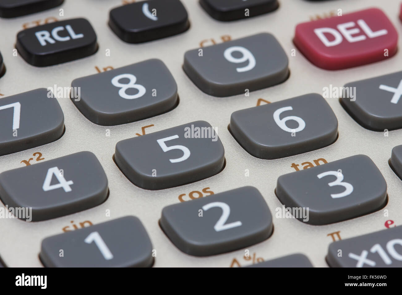 Calculator close-up shot focus Stock Photo