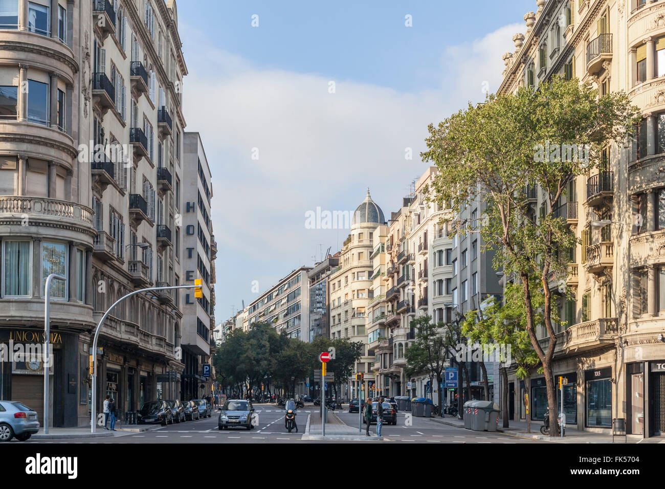 Avenue Diagonal, buildings, Barcelona. Stock Photo