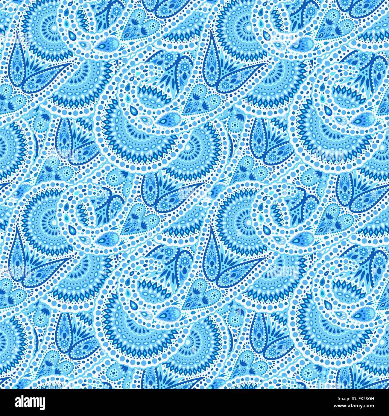 Solid Blue Waves Paisley Pattern Stock Vector