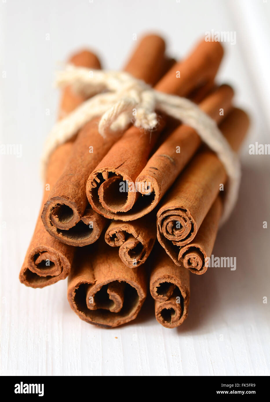 Bunch of cinnamon sticks close up shot Stock Photo