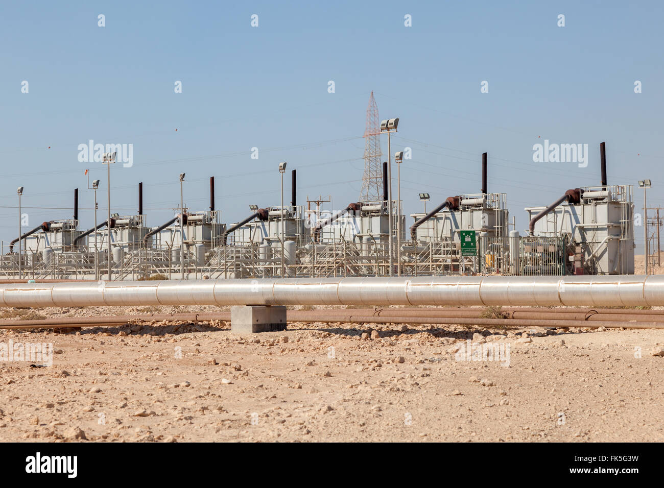 Petrochemical facilities in the desert Stock Photo