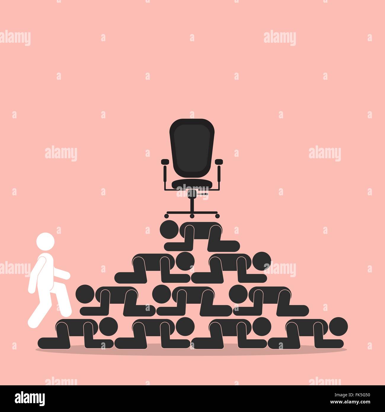 Winner walk over stairs of loser concept. Competition concept, business idea. Vector illustration Stock Vector