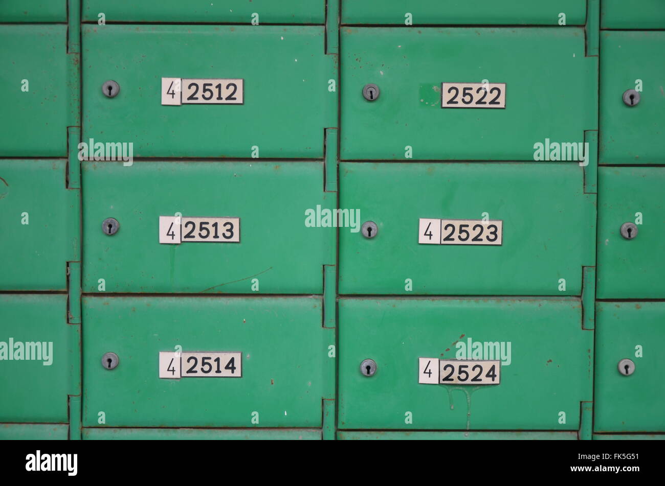 Numbered green safe boxes Stock Photo Alamy