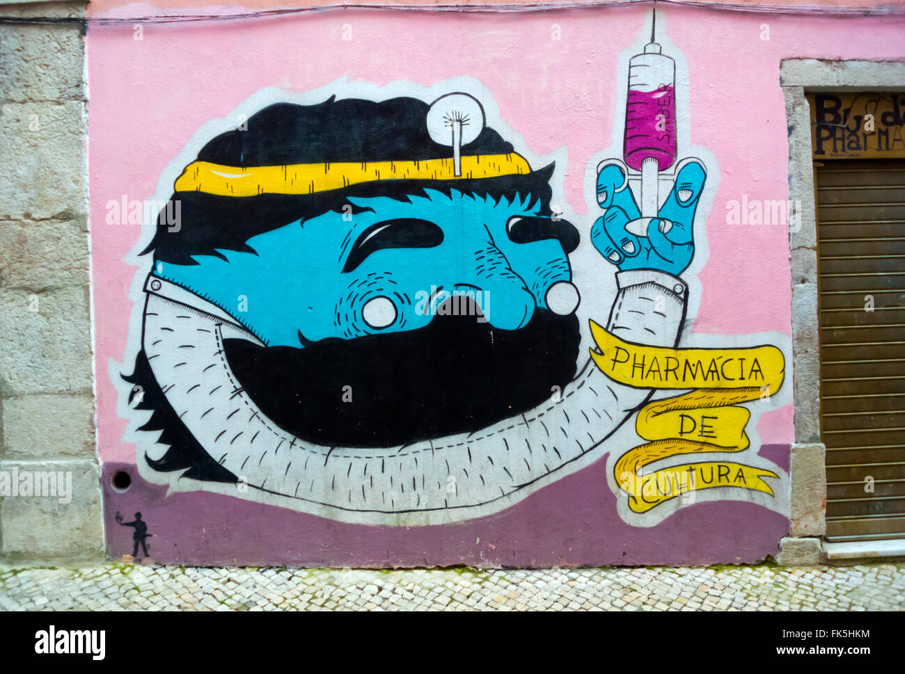 Graffiti, wall painting, Bairro Alto, Lisbon, Portugal Stock Photo