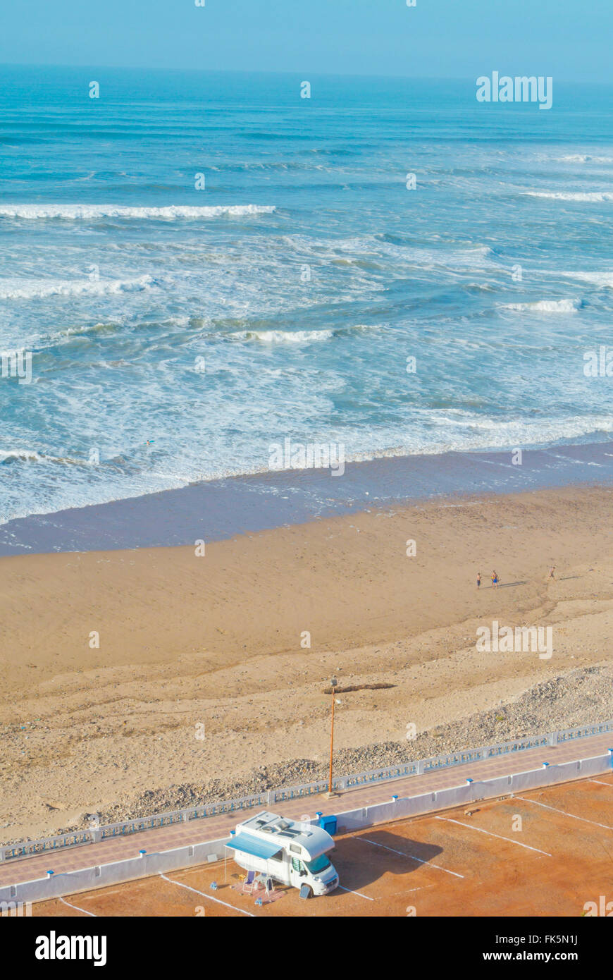Campervan, beach, Sidi Ifni, Guelmim-Oued region, southern Morocco, northern Africa Stock Photo