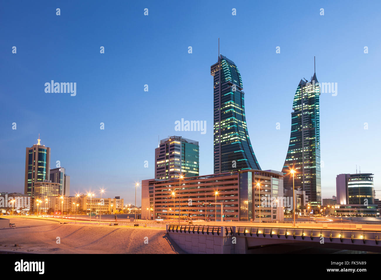 Bahrain Financial Harbour Towers Stock Photo