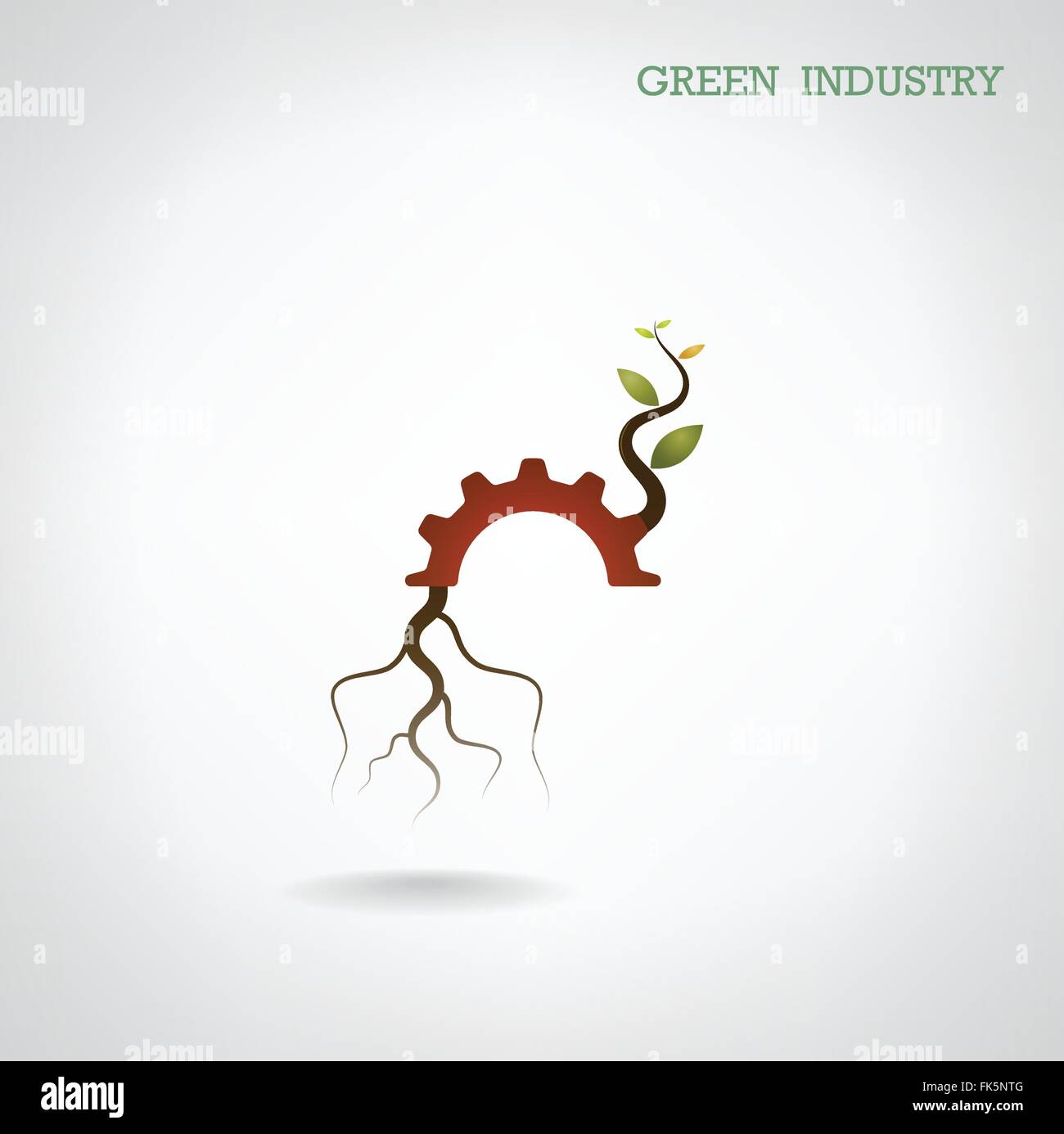 Green industry concept. Small plant and gear symbol, business and green idea, education concept. Vector illustration. Stock Vector