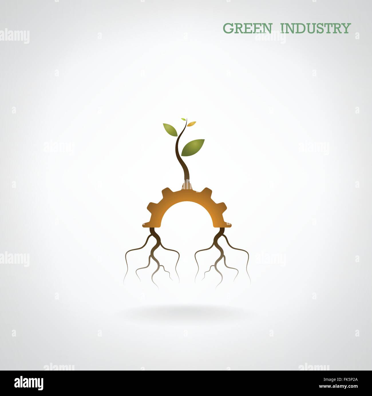 Green industry concept. Small plant and gear symbol, business and green idea, education concept. Vector illustration. Stock Vector