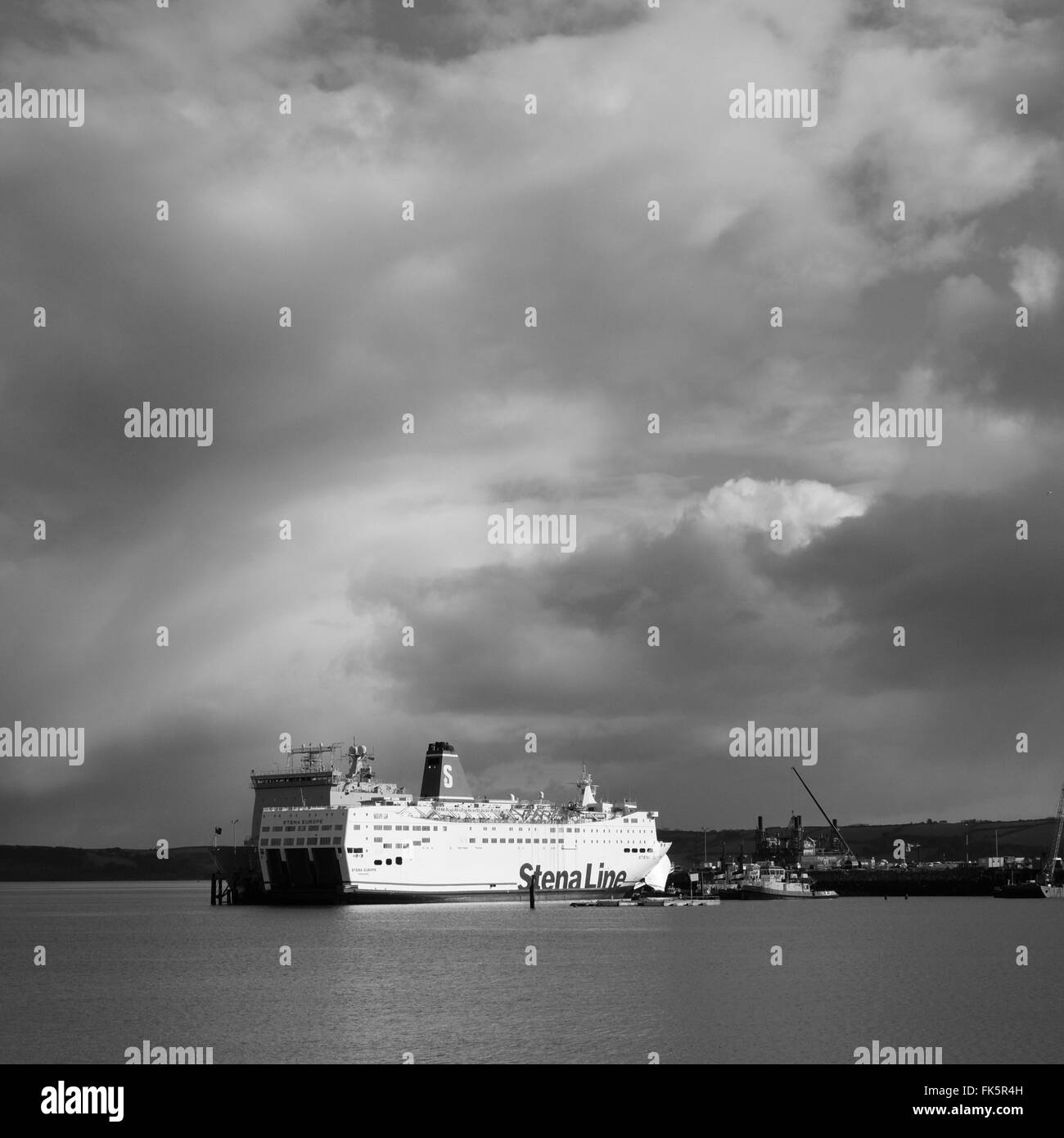 Stena Line ferry in for service repairs at Falmouth Docks, Cornwall Stock Photo