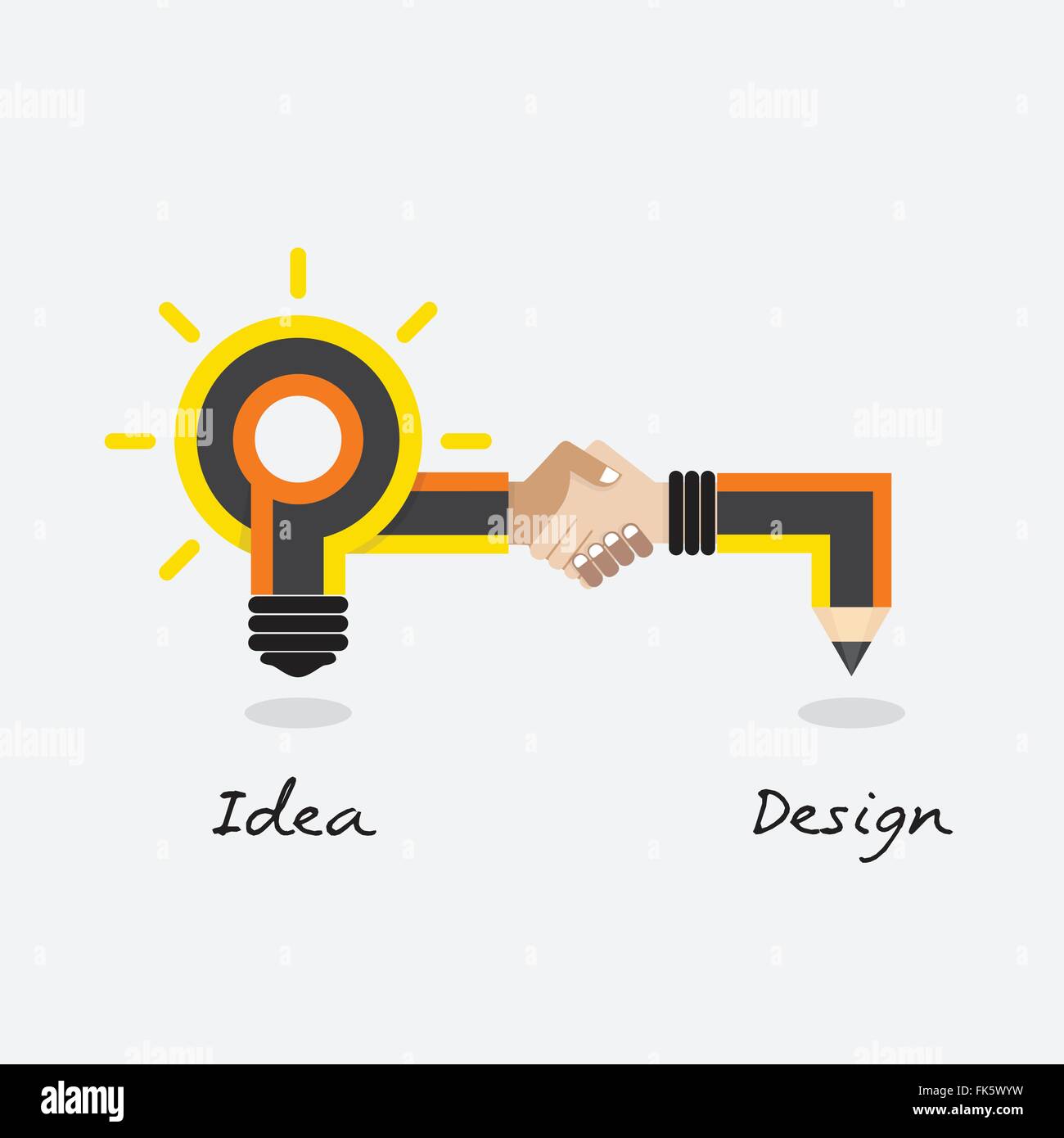 Creative pencil and light bulb design. Flat design style modern concept. vector illustration Stock Vector