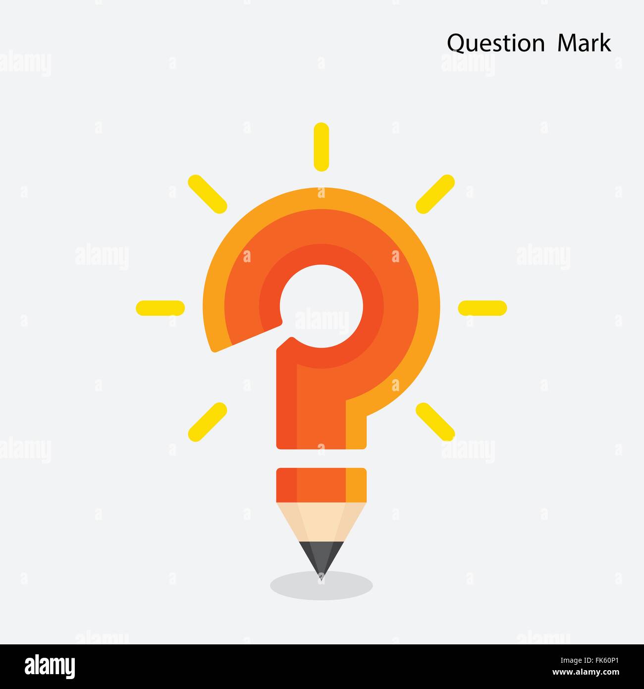 Pencil question mark on background. Education concept. Vector