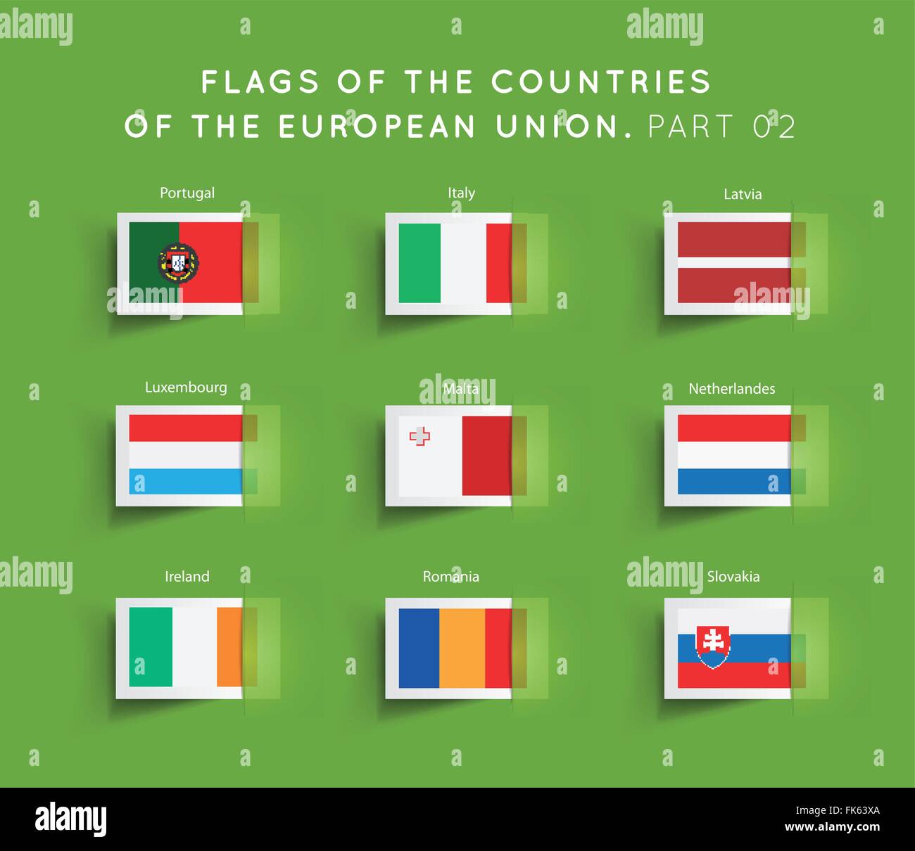 Assortment of EU flags displayed in a colorful arrangement, showcasing the diversity and unity of the European Union.