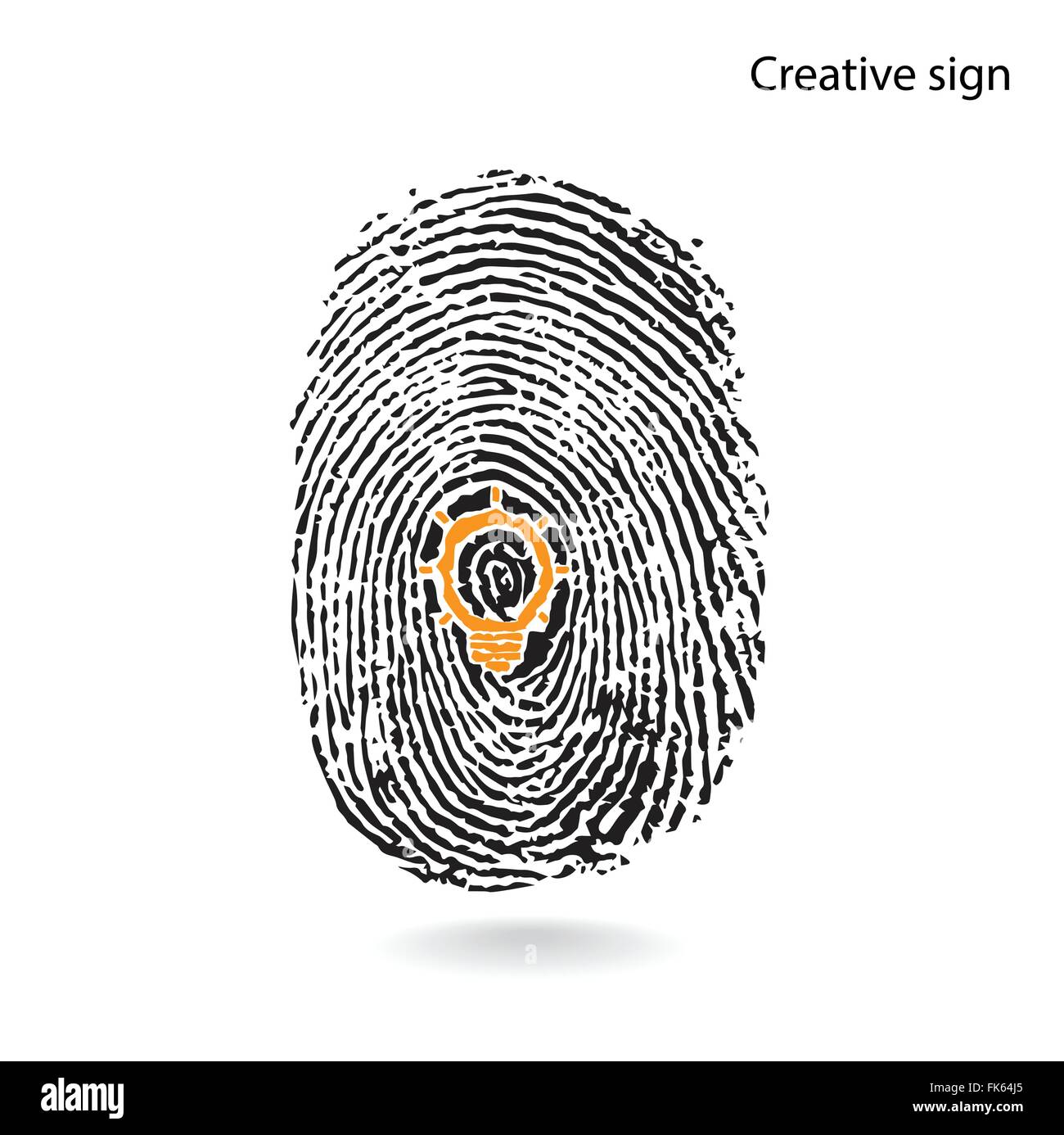 Creative light bulb idea concept with fingerprint symbol. Education sign , business ideas. Vector illustration. Stock Vector