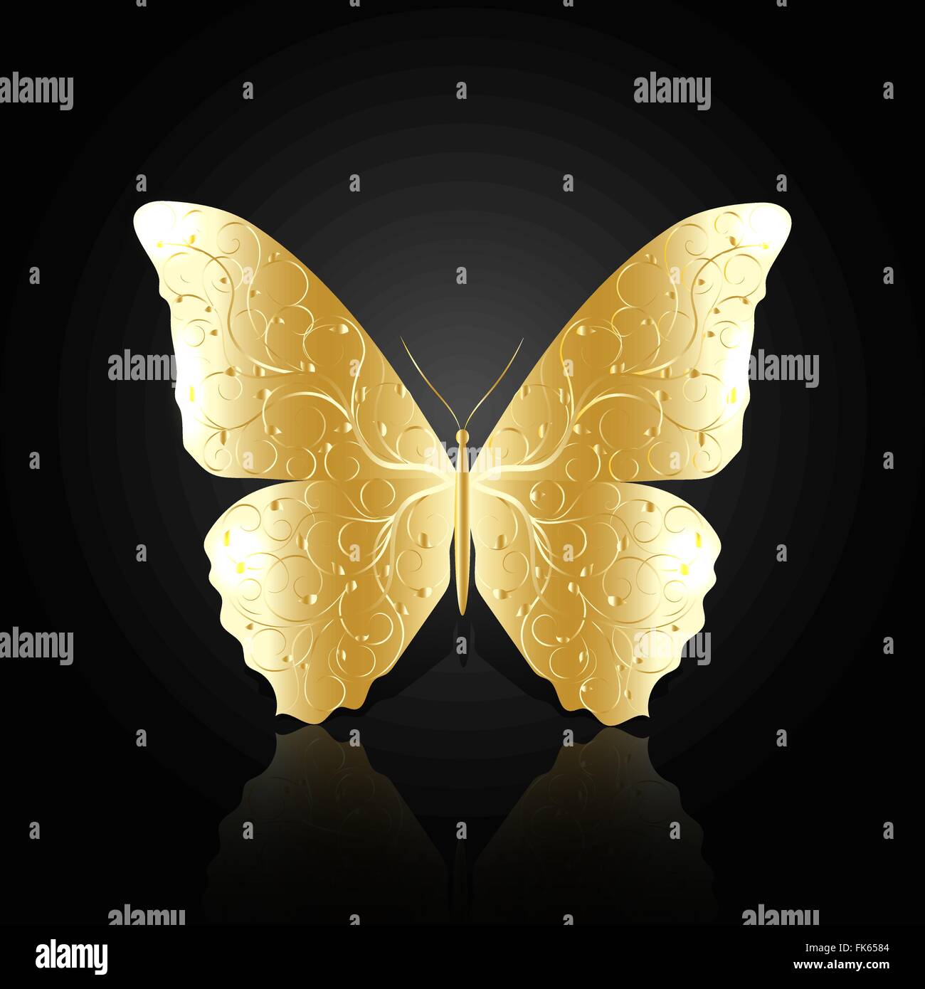 Gold abstract butterfly on black background Stock Vector Image & Art ...