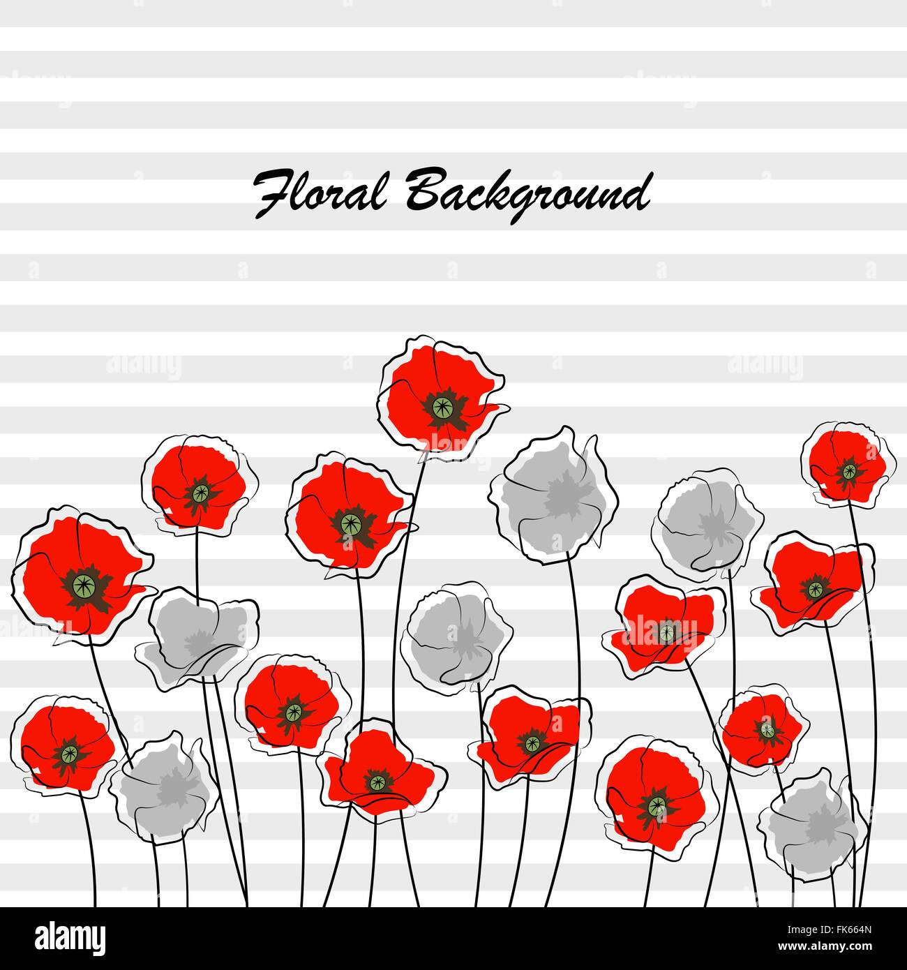 Abstract red and gray poppy flowers Stock Vector Image & Art - Alamy