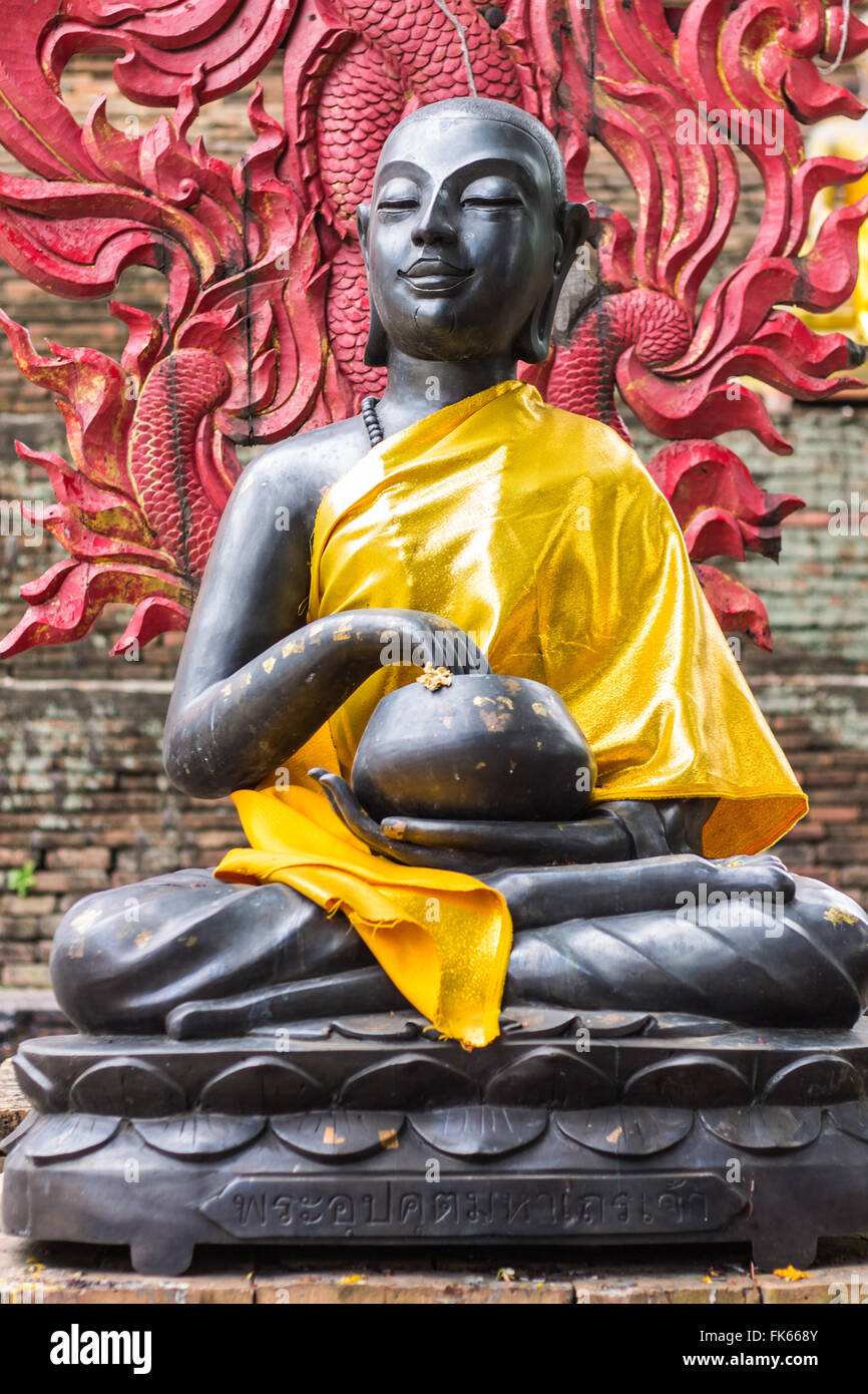 Shin Upagutta Statue in Thai temple Stock Photo