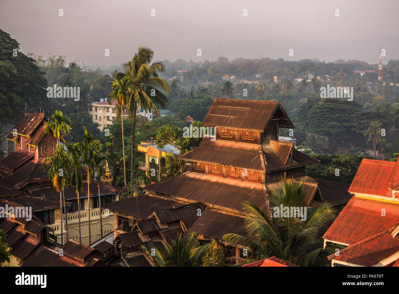 Kyaik Tan Lan Pagoda, the hill top temple in Mawlamyine, Mon State, Myanmar (Burma), Asia Stock Photo