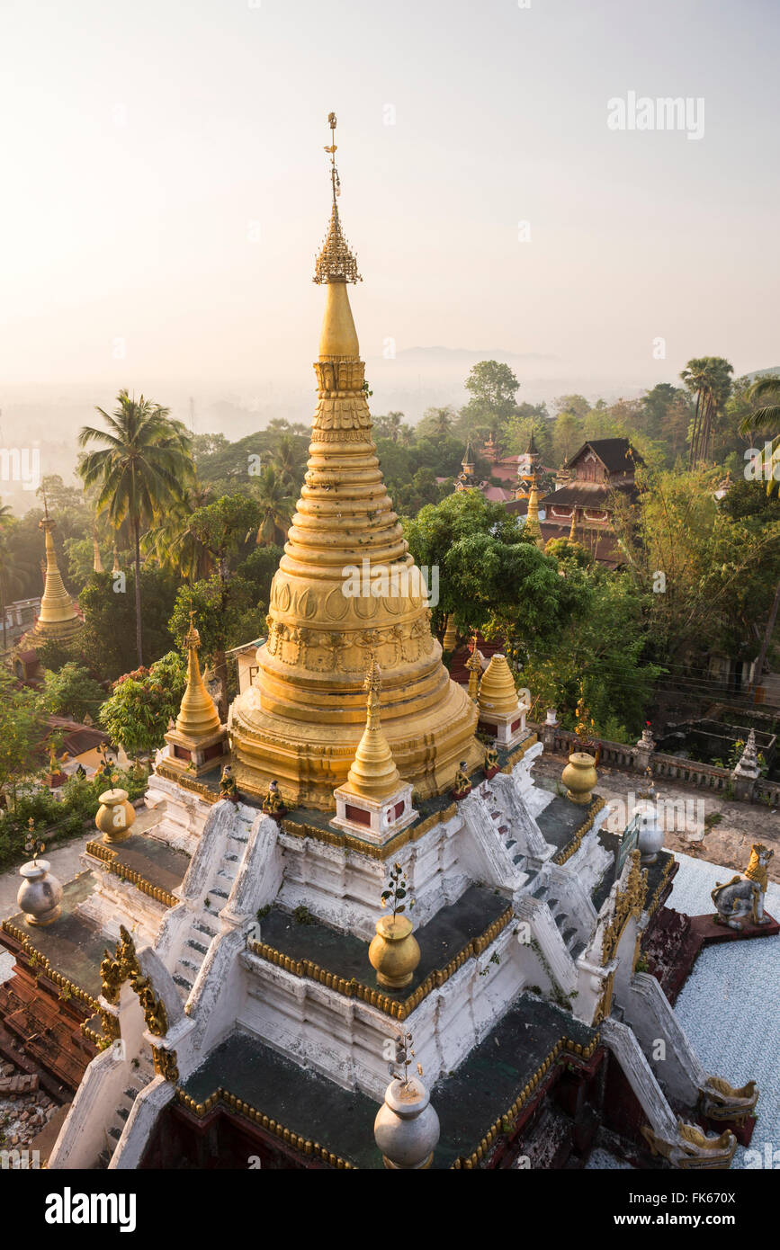 Kyaik Tan Lan Pagoda, the hill top temple in Mawlamyine, Mon State, Myanmar (Burma), Asia Stock Photo