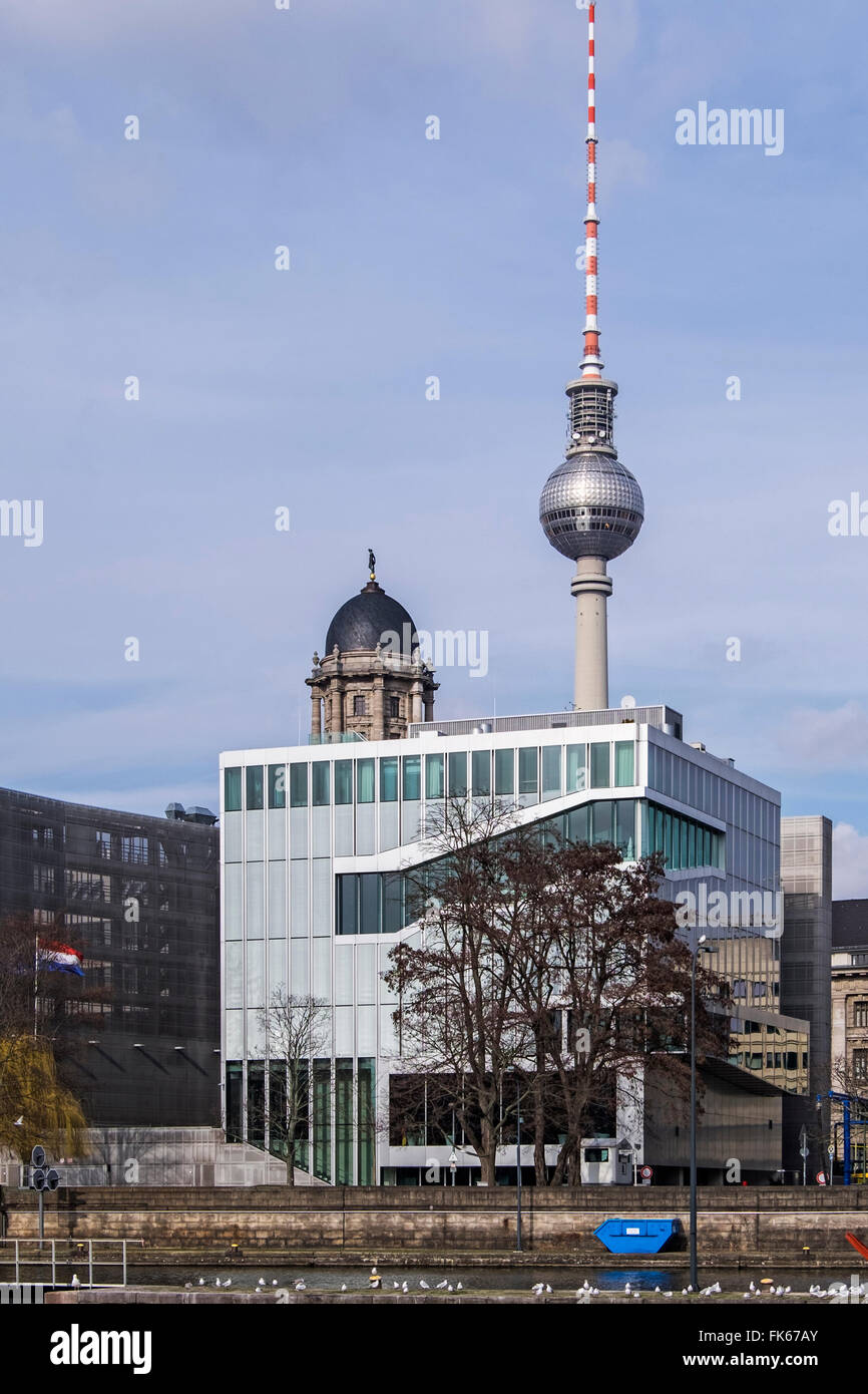 Dutch Embassy exterior, Klosterstraße 50,Mitte, Berlin, Germany. Modern building designed by