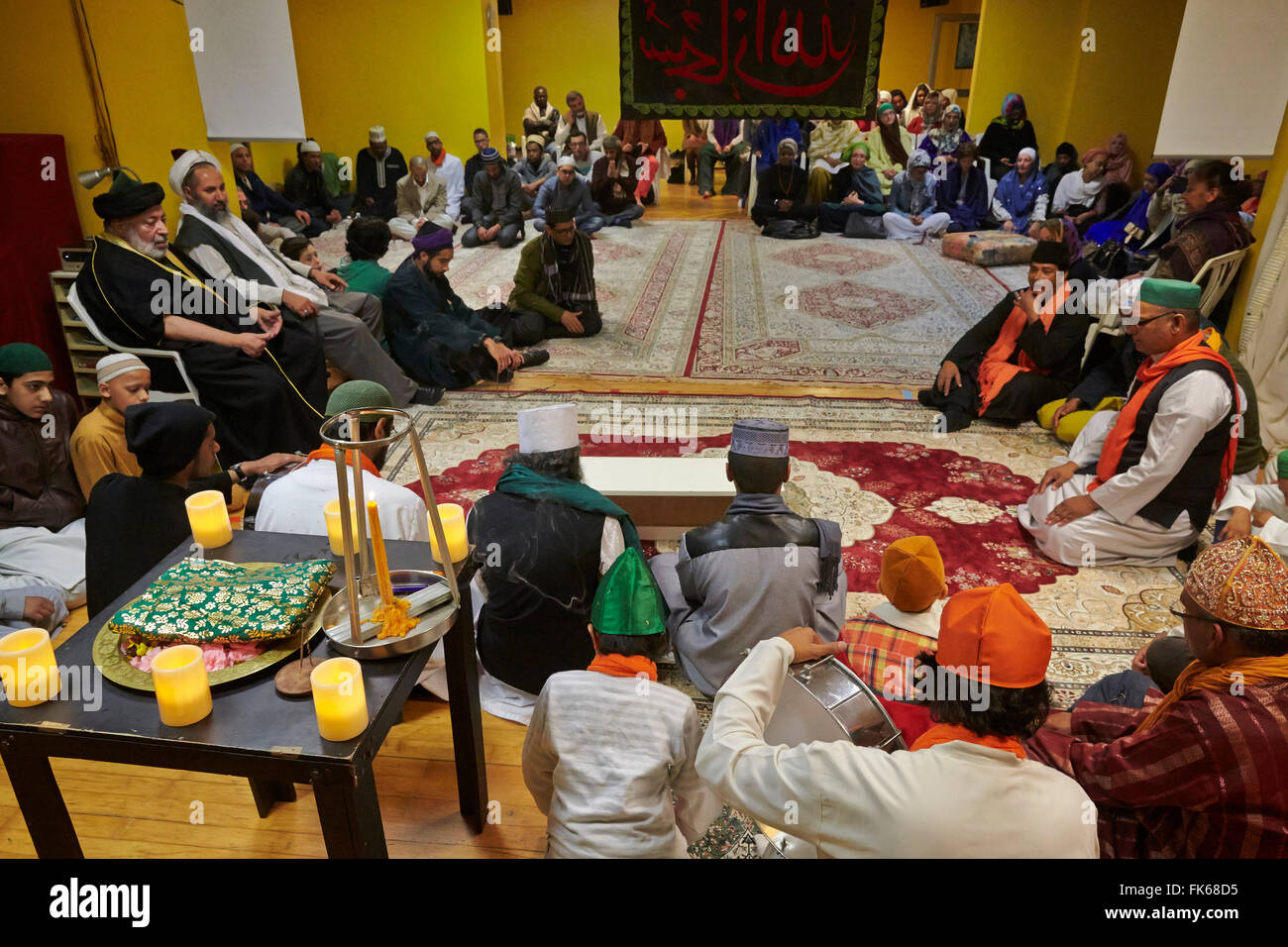 Sufi Muslims gathering in Paris, France, Europe Stock Photo