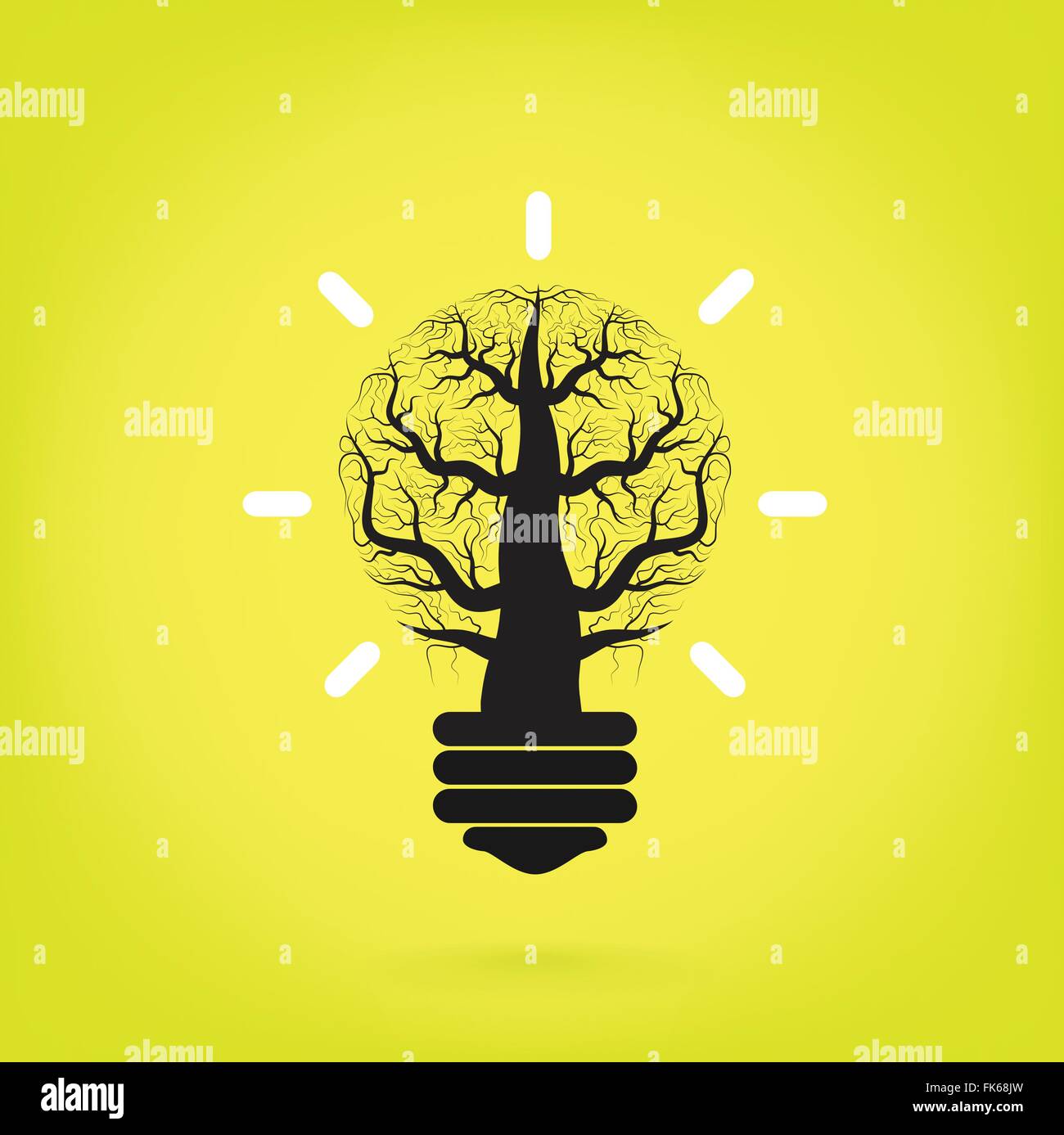 Green and initiative concept. Tree of green idea shoot grow in a light bulb . Vector illustration Stock Vector