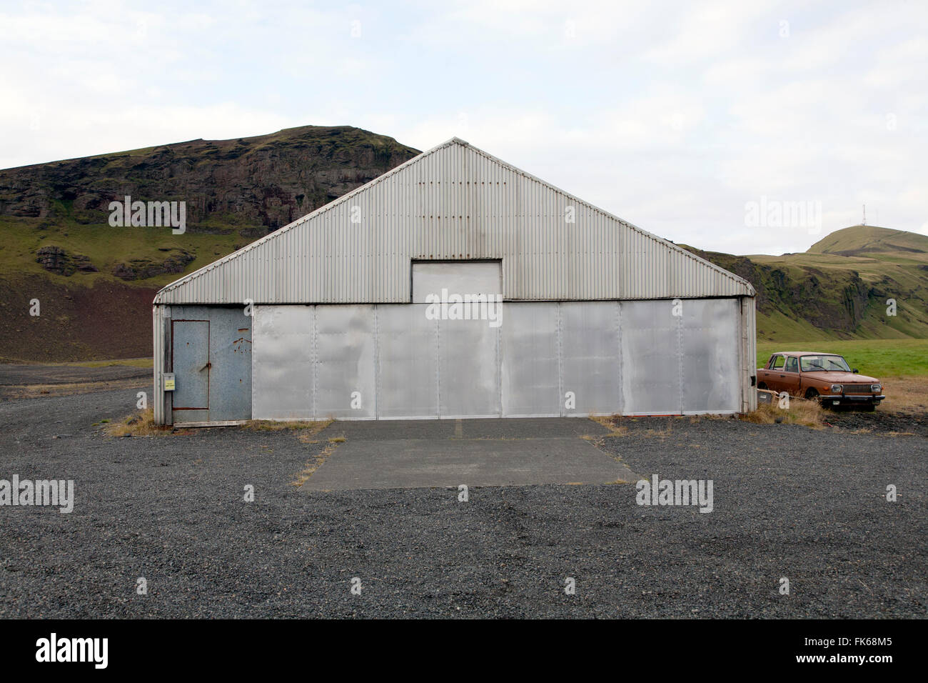 Small airport shed in the country side in Iceland Stock Photo Alamy