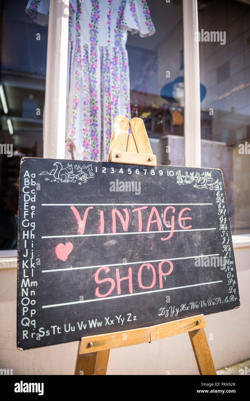 Vintage clothes shop at Broadway Market, Hackney, London, England, United Kingdom, Europe Stock Photo