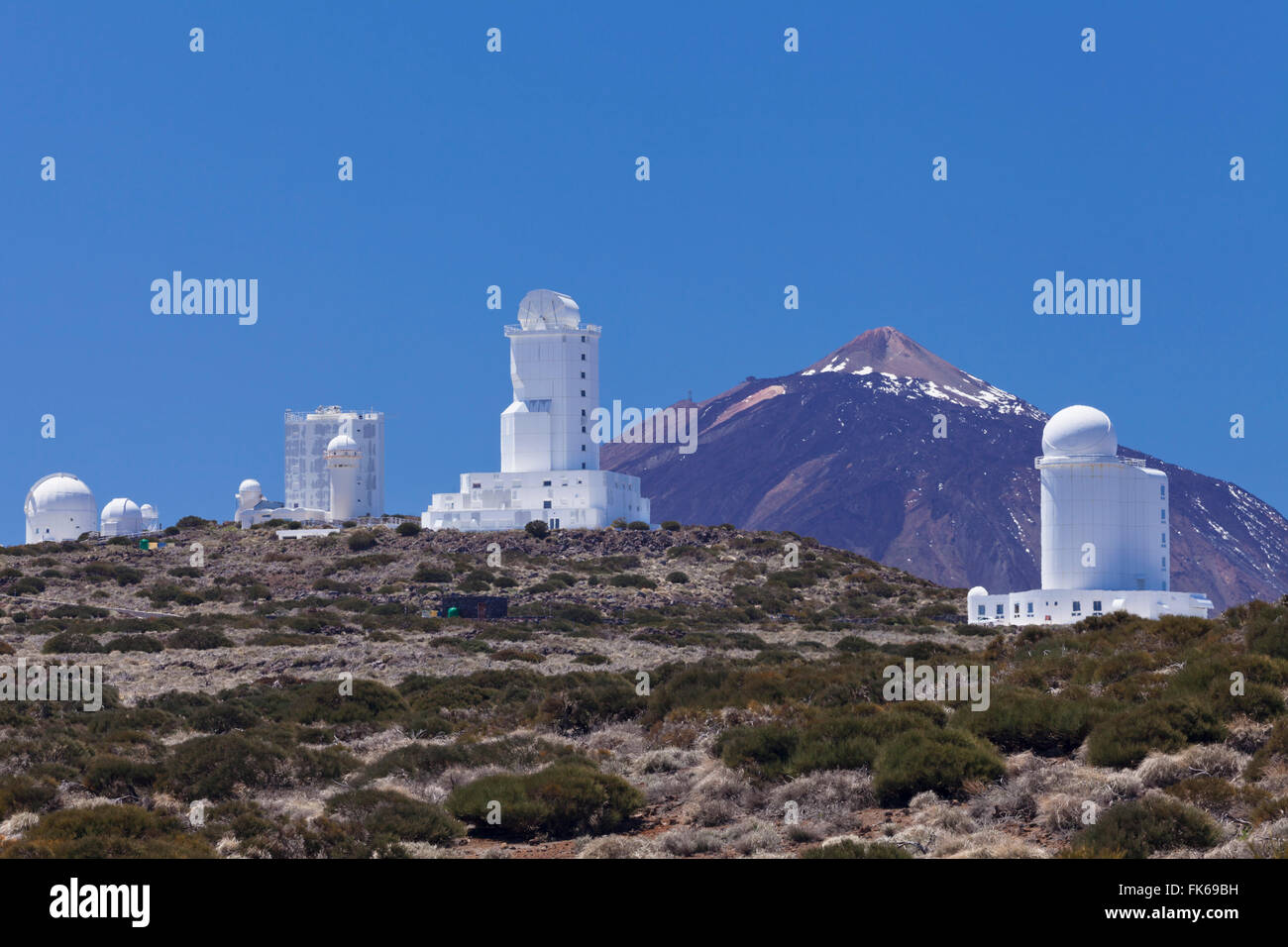 Observatory at Pico del Teide, National Park Teide, UNESCO World Heritage Natural Site, Tenerife, Canary Islands, Spain, Europe Stock Photo