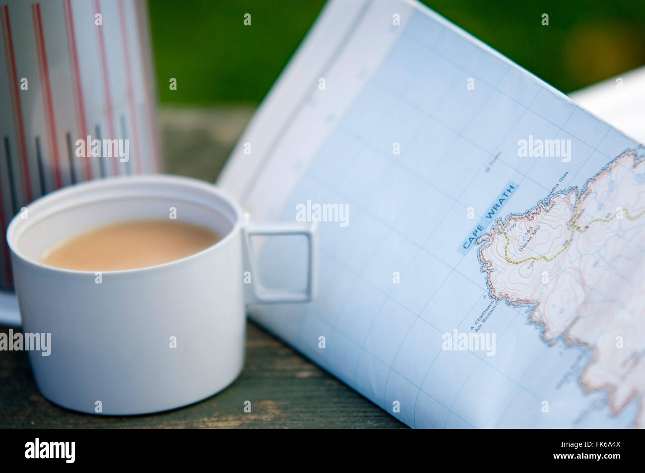 Tea and walkers map with flask, United Kingdom, Europe Stock Photo