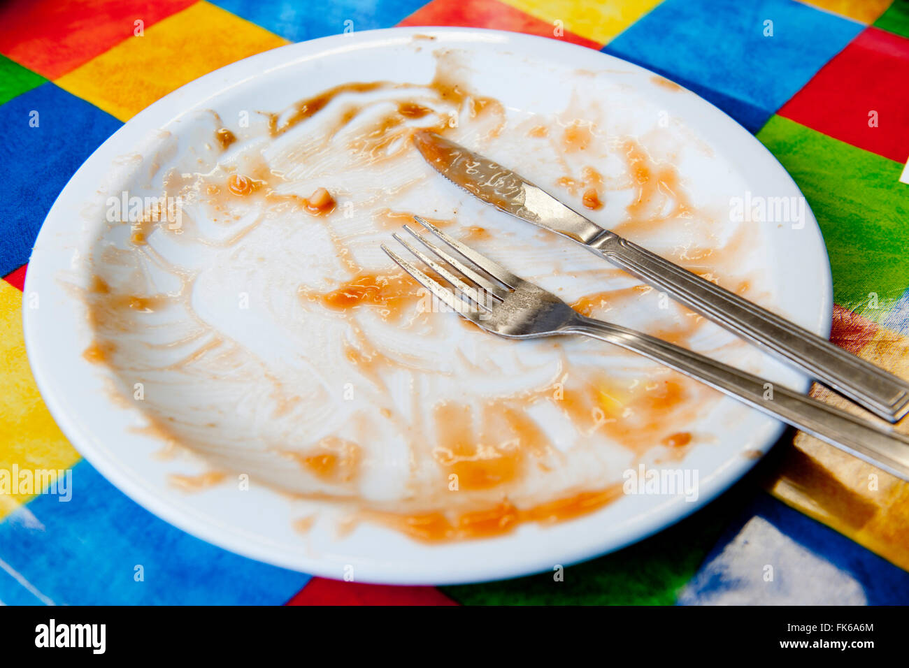 Empty plate after a Full English breakfast, United Kingdom, Europe Stock Photo