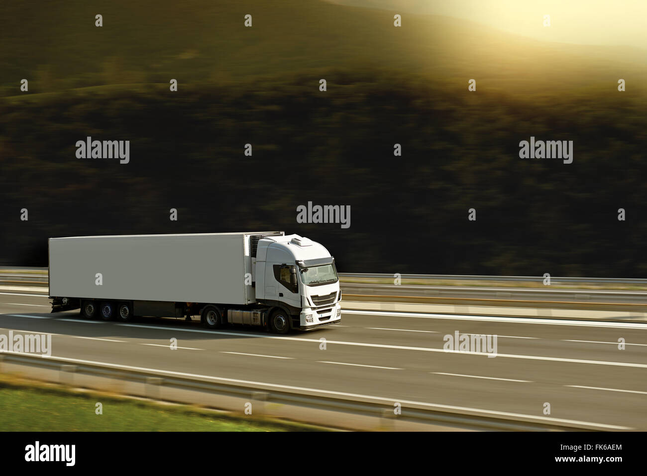white truck on highway Stock Photo - Alamy
