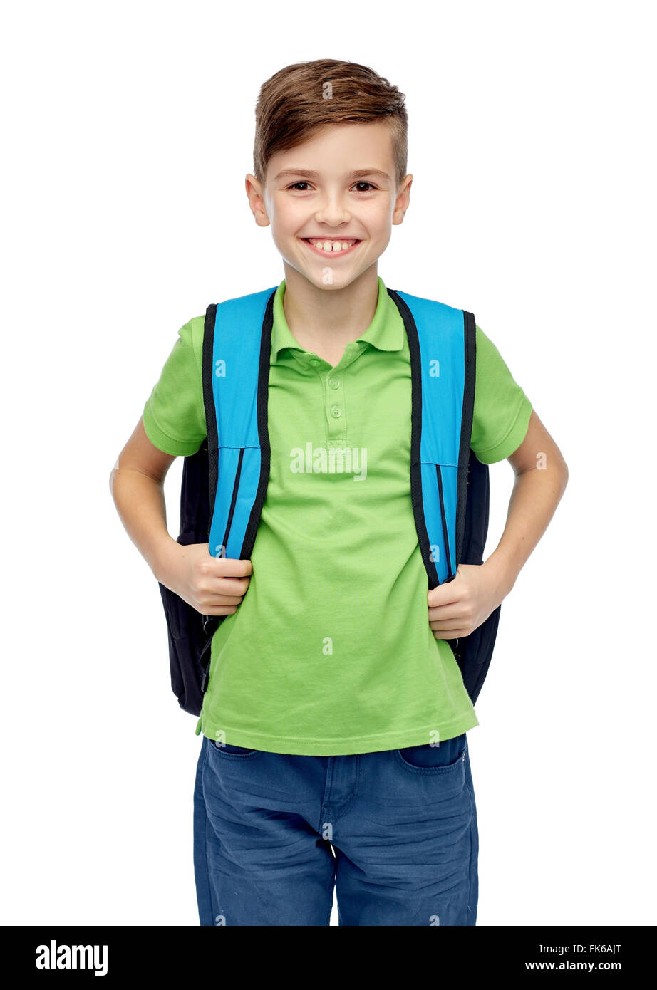 happy student boy with school bag Stock Photo - Alamy