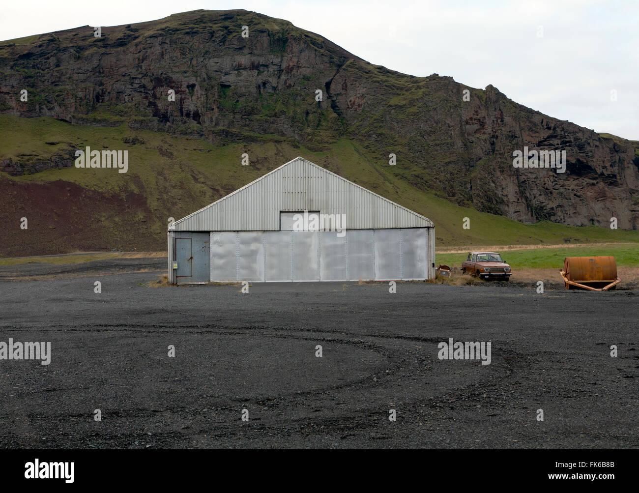 Small airport shed in the country side in Iceland Stock Photo Alamy