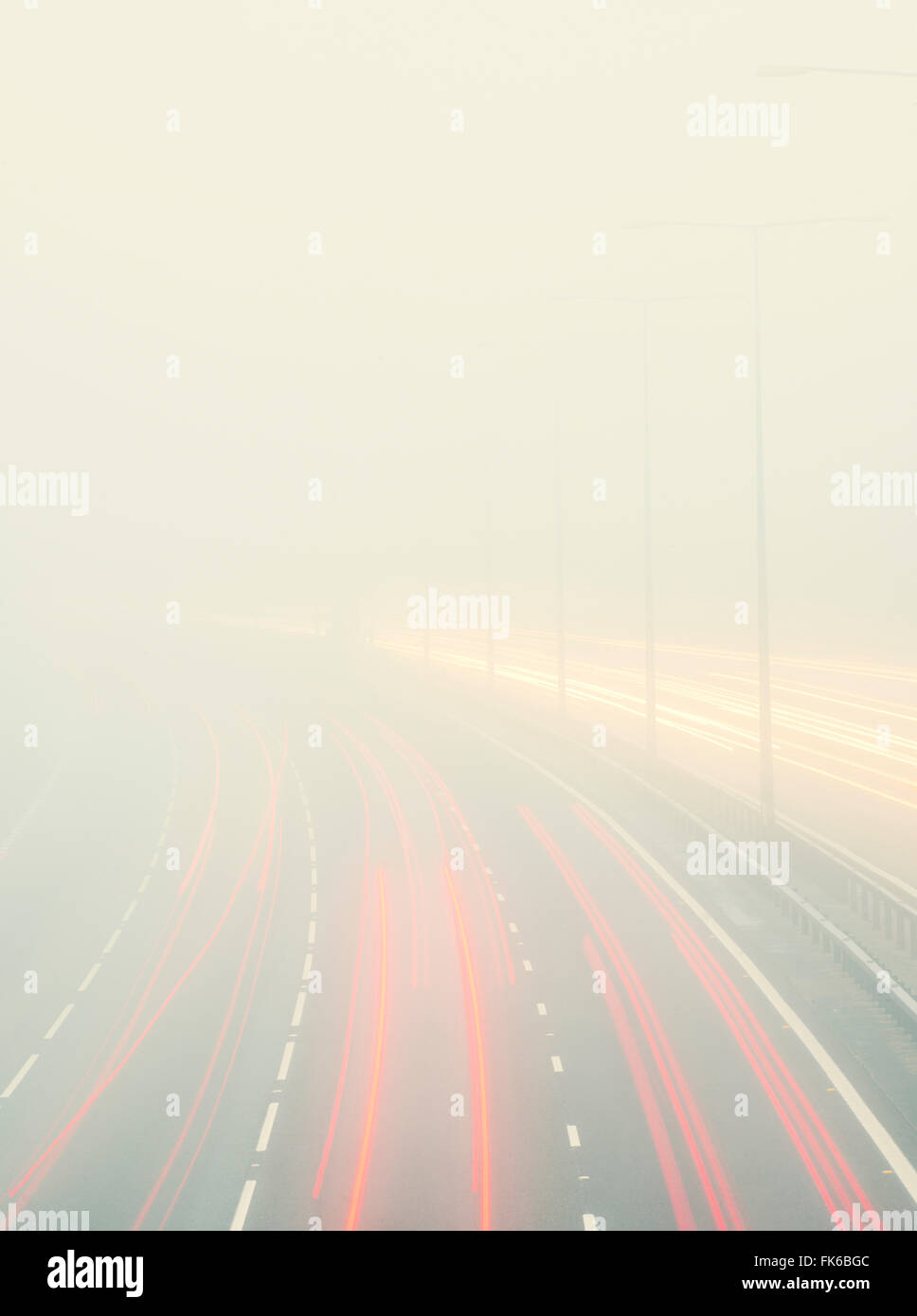 Motorway traffic in thick fog, United Kingdom, Europe Stock Photo