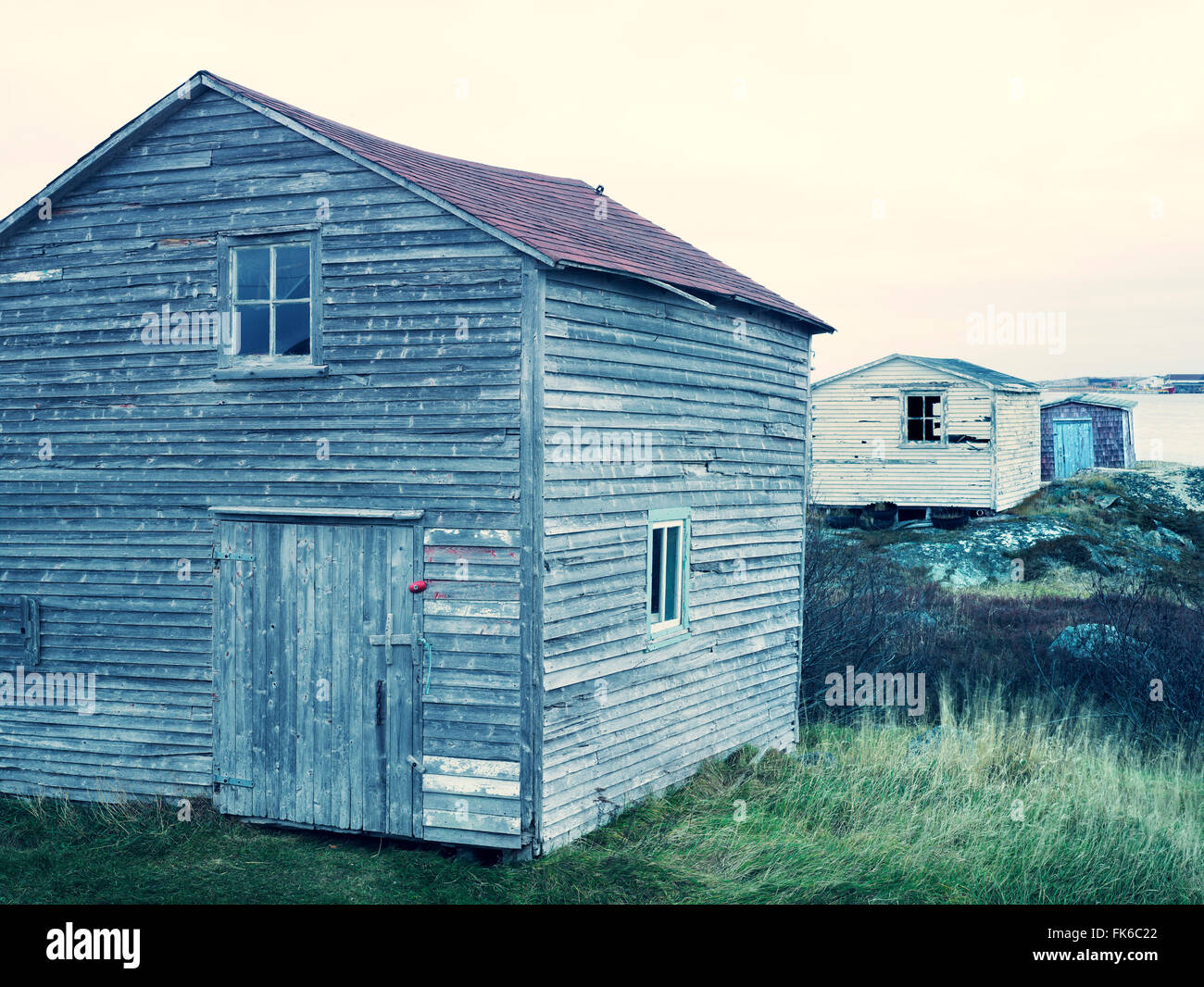 Fishing huts, Fogo Island, Newfoundland, Canada, North America Stock Photo