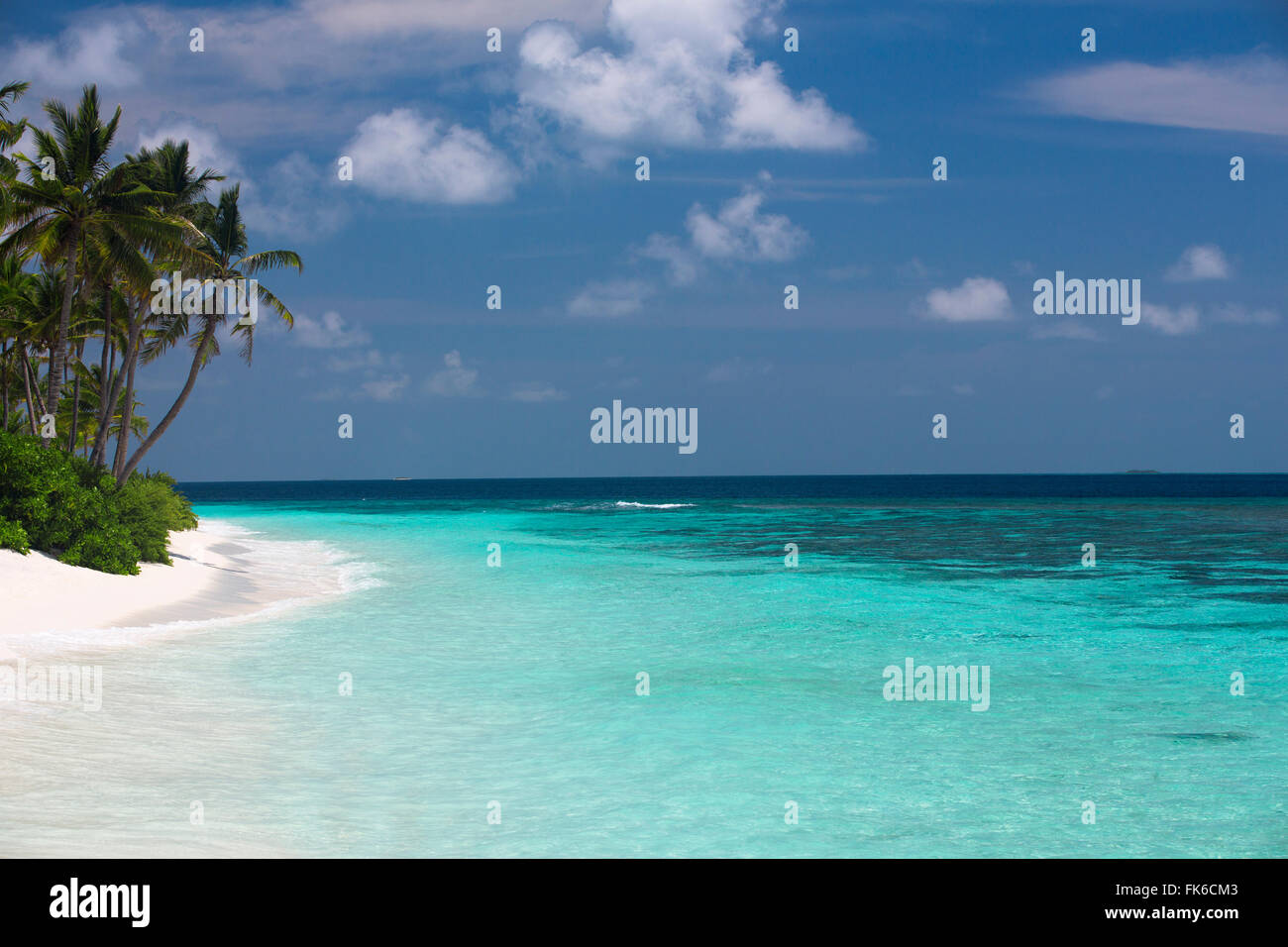 Tropical island and lagoon, Maldives, Indian Ocean, Asia Stock Photo