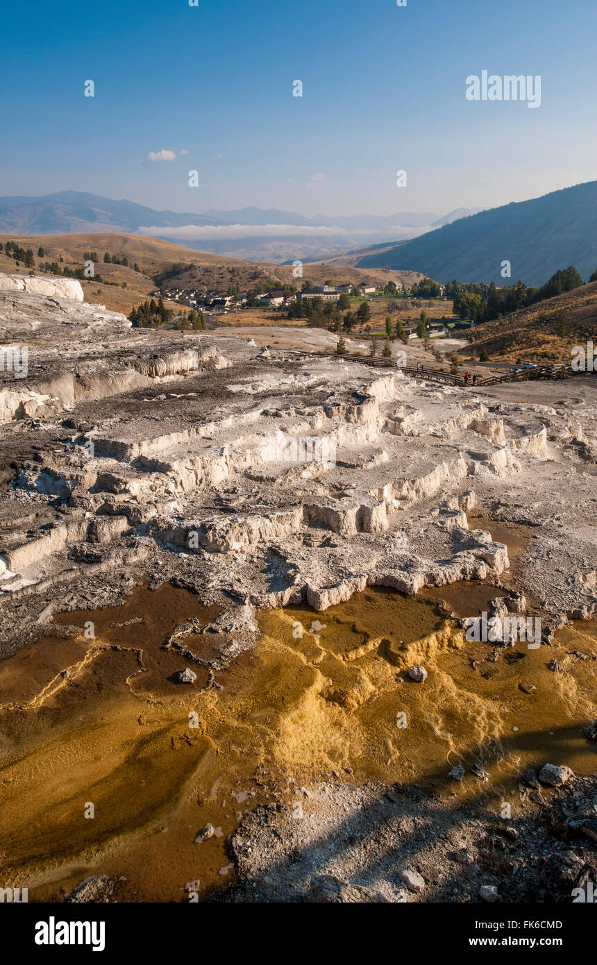Mammoth Hot Springs terraces, Yellowstone National Park, UNESCO World Heritage Site, Wyoming, United States of America Stock Photo