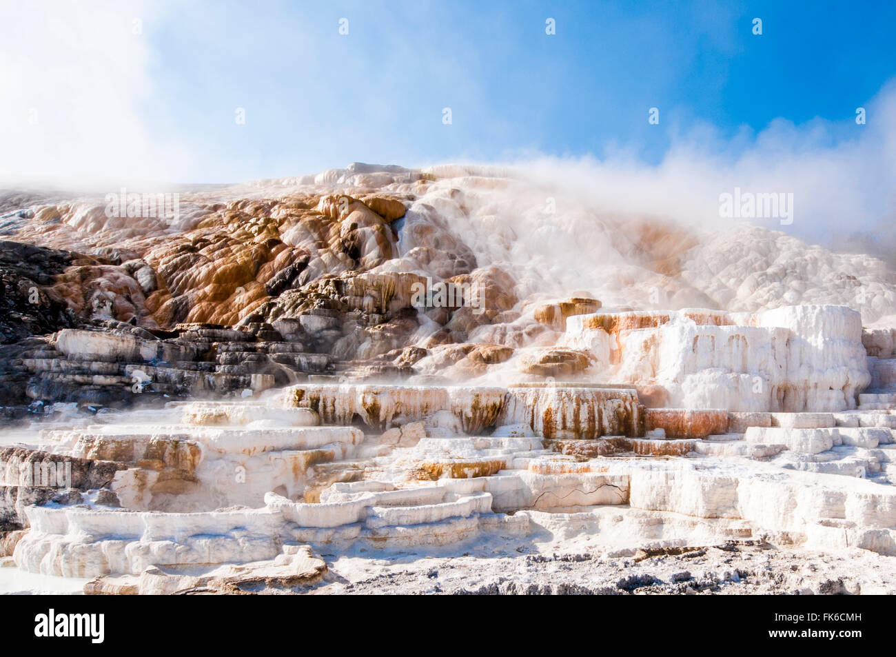 Mammoth Hot Springs terraces, Yellowstone National Park, UNESCO World Heritage Site, Wyoming, United States of America Stock Photo