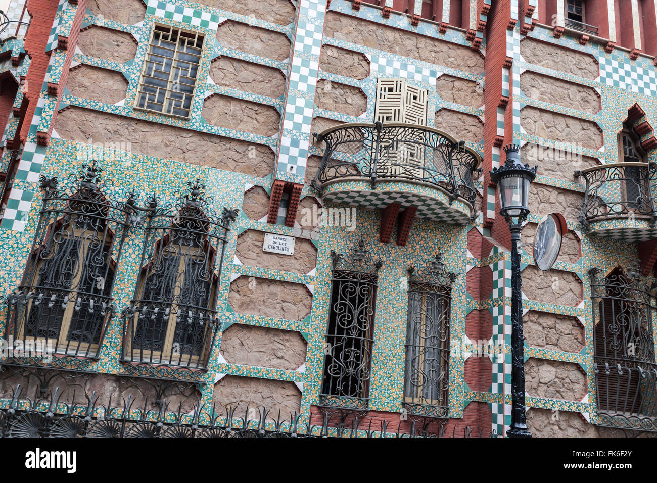 Casa Vicens, 1883, by Antoni Gaudi. Barcelona. Stock Photo