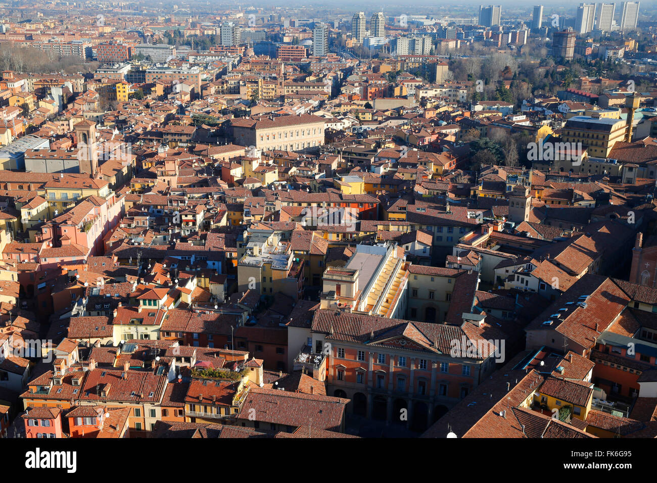 Bologna city seen from Asinelli tower, Bologna, Emilia-Romagna, Italy, Europe Stock Photo
