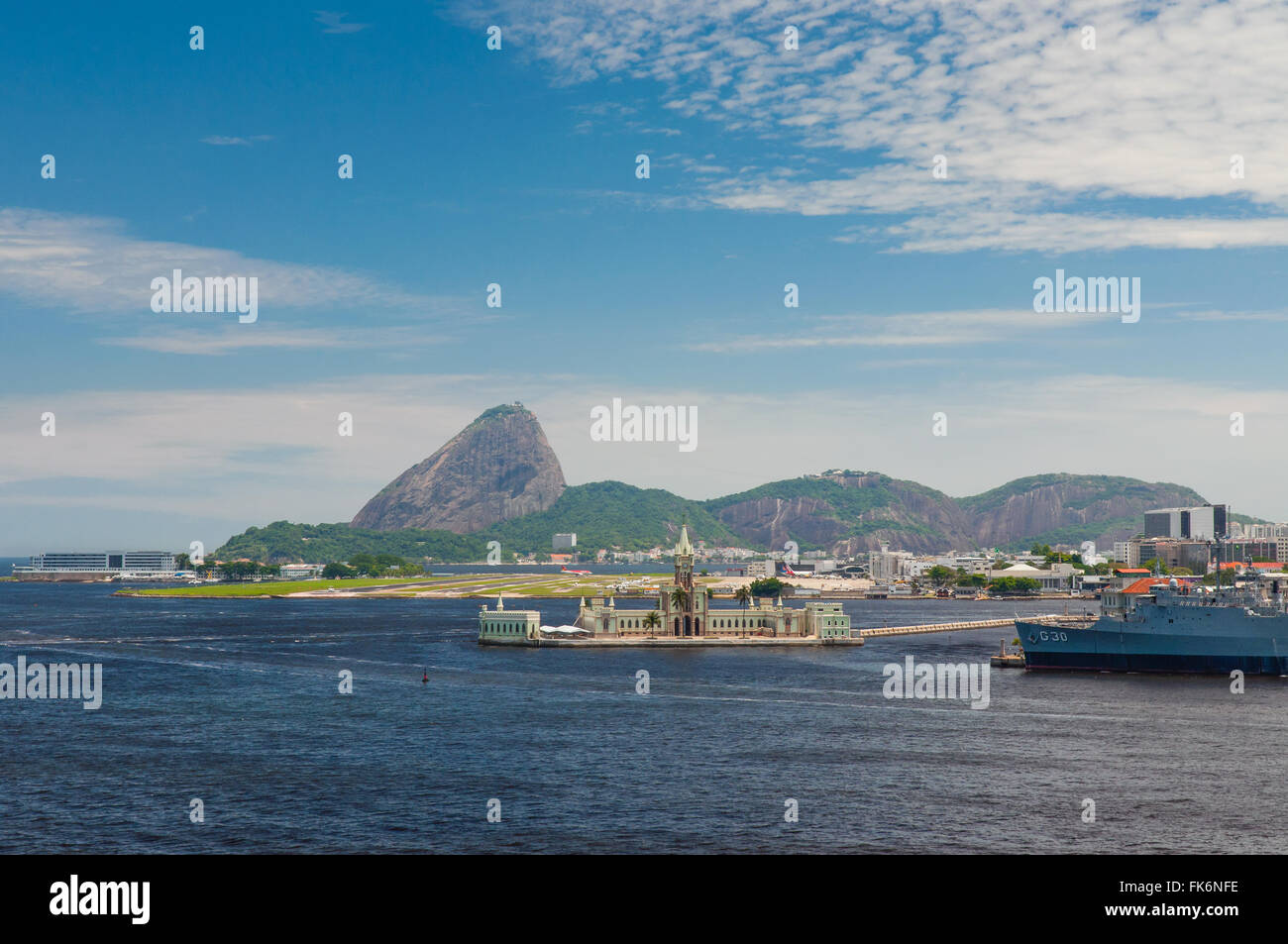 Ilha Fiscal in the foreground is an island located within Guanabara Bay Stock Photo