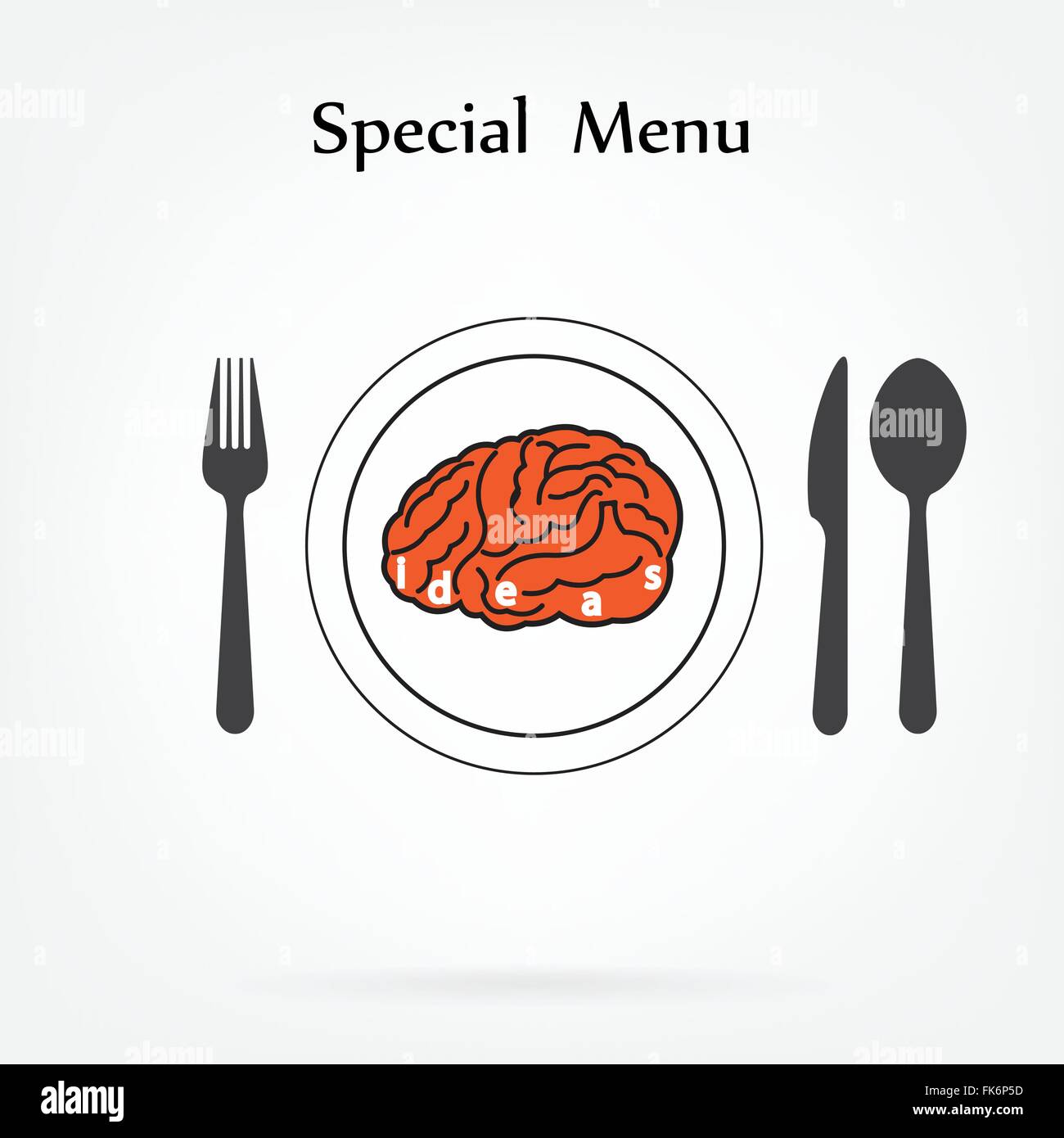 Creative brain Idea concept with spoon,fork and knife sign on background , business concept.vector illustration Stock Vector