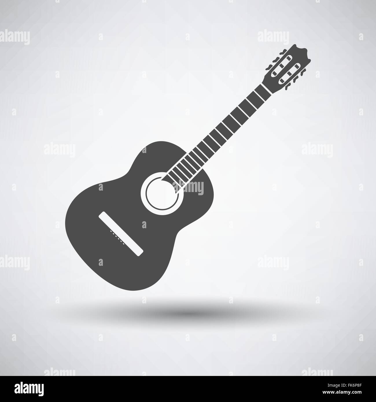 Acoustic guitar icon on gray background with round shadow. Vector ...