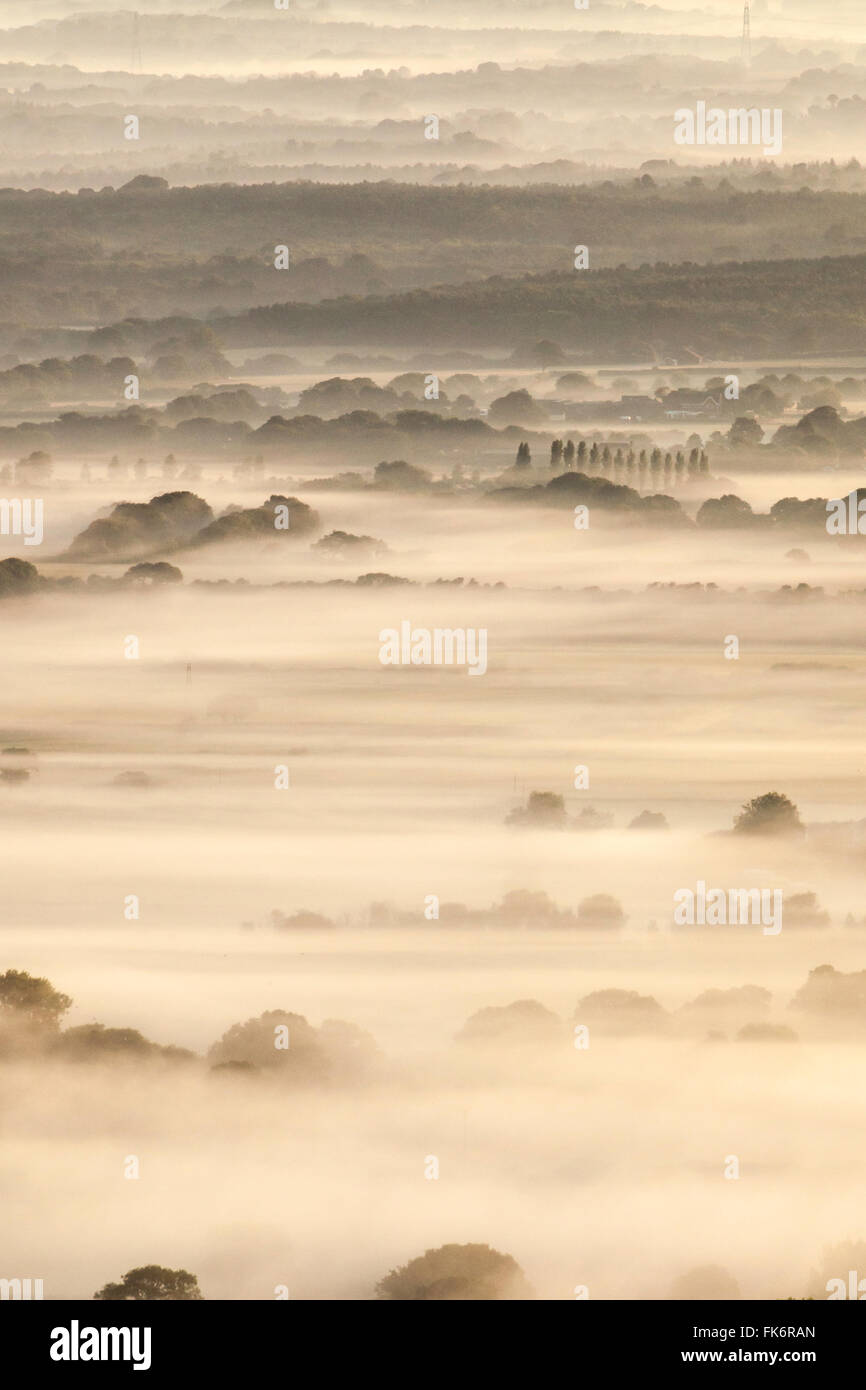 Low Lying Mist Across The Weald of Sussex Stock Photo