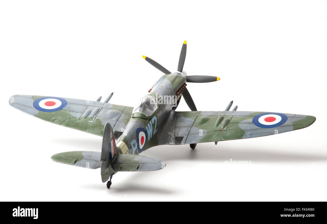 Supermarine Spitfire Mk24, WW11, RAF markings. 1:32 fine scale model on white studio background. Stock Photo