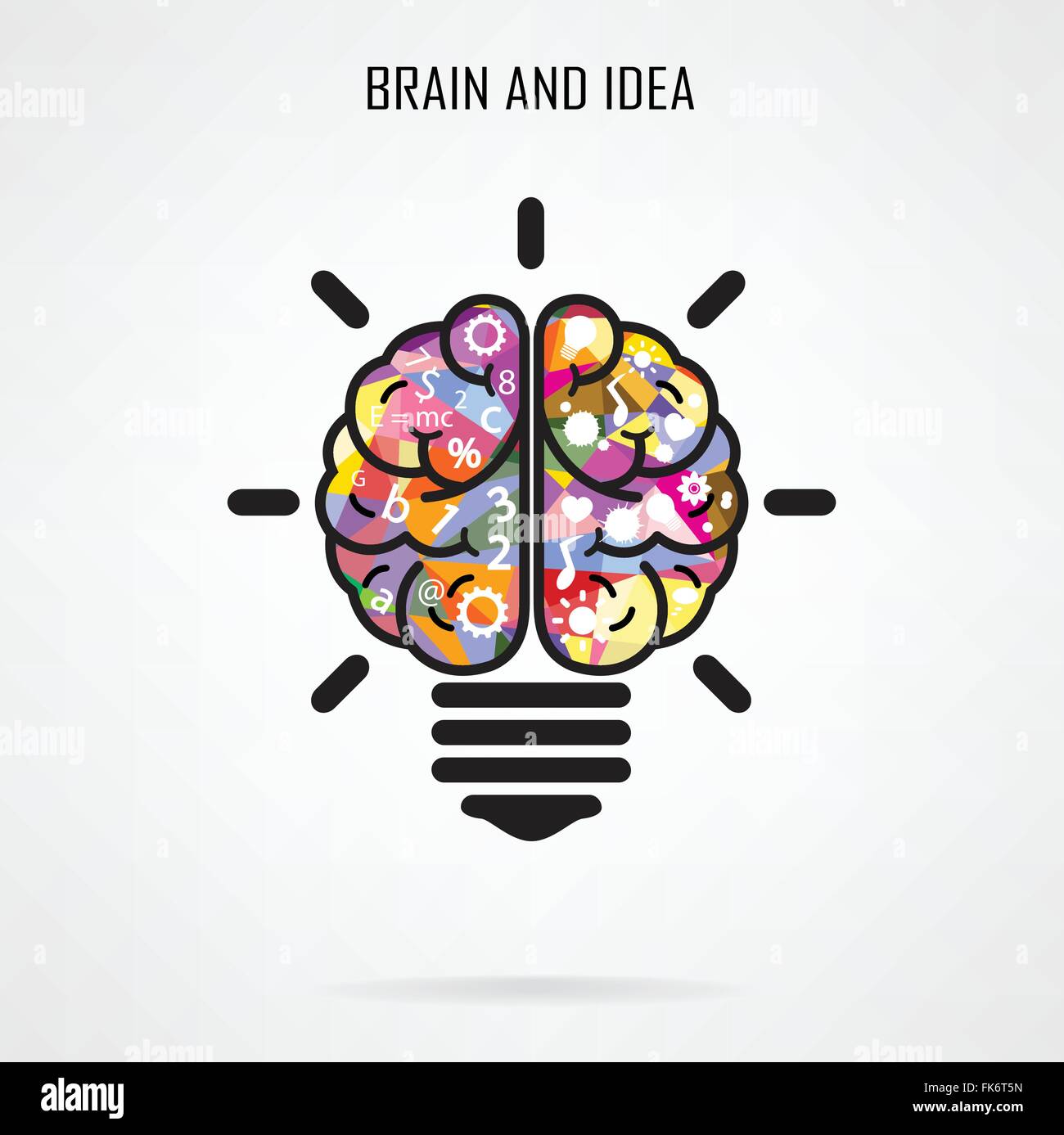 Creative brain Idea and light bulb concept, design for poster flyer ...