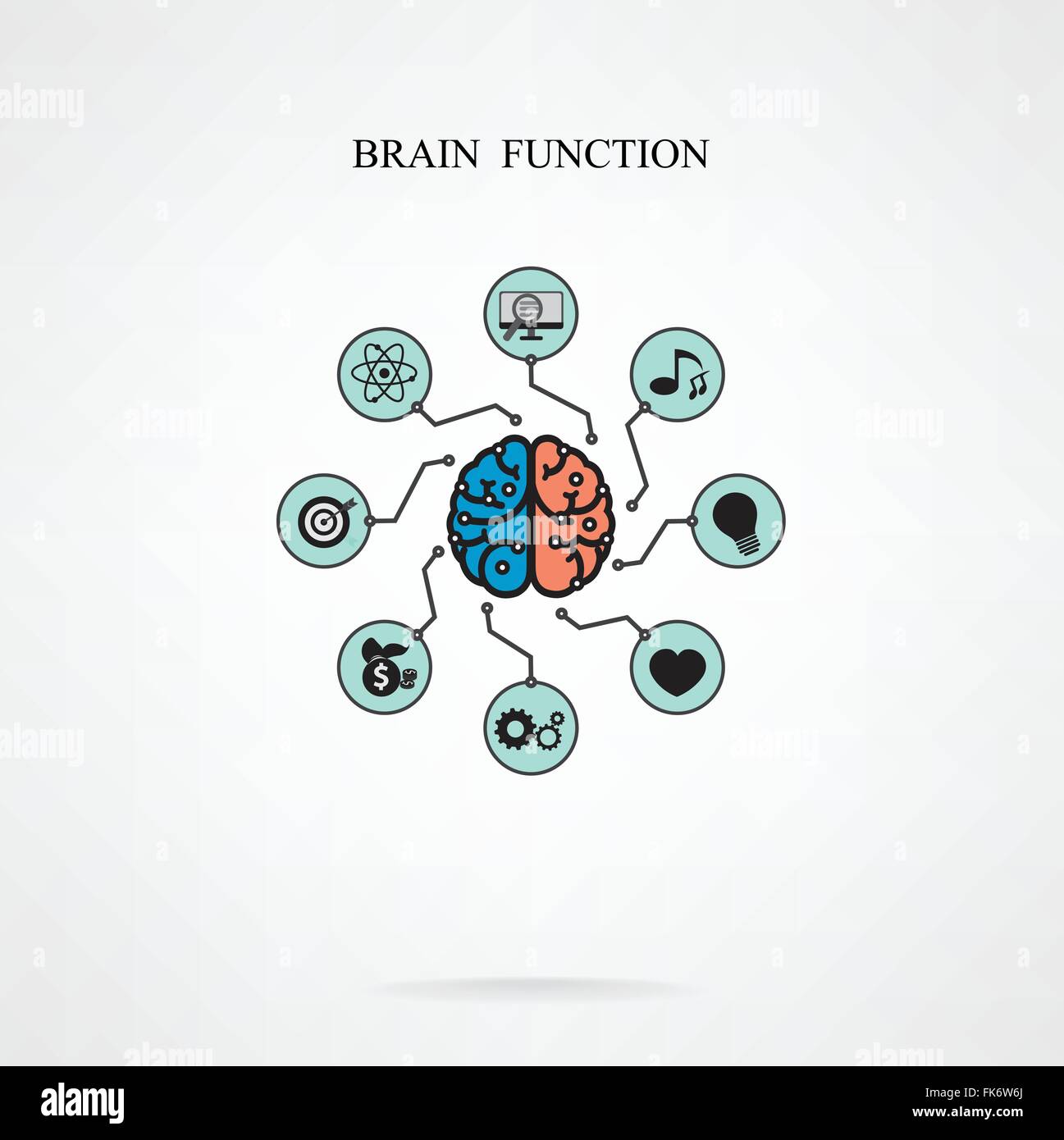 Concept of brain function for education and science, business sign.Vector illustration Stock Vector