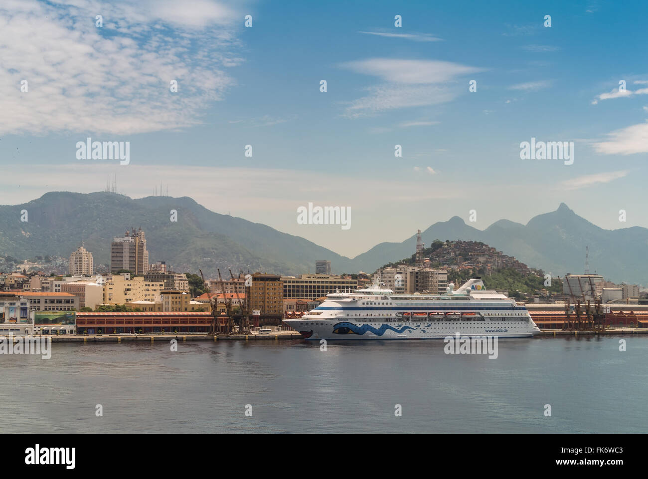 Cruise Ship Aida Cara brings passengers to the Rio de Janeiro, Brazil. Stock Photo