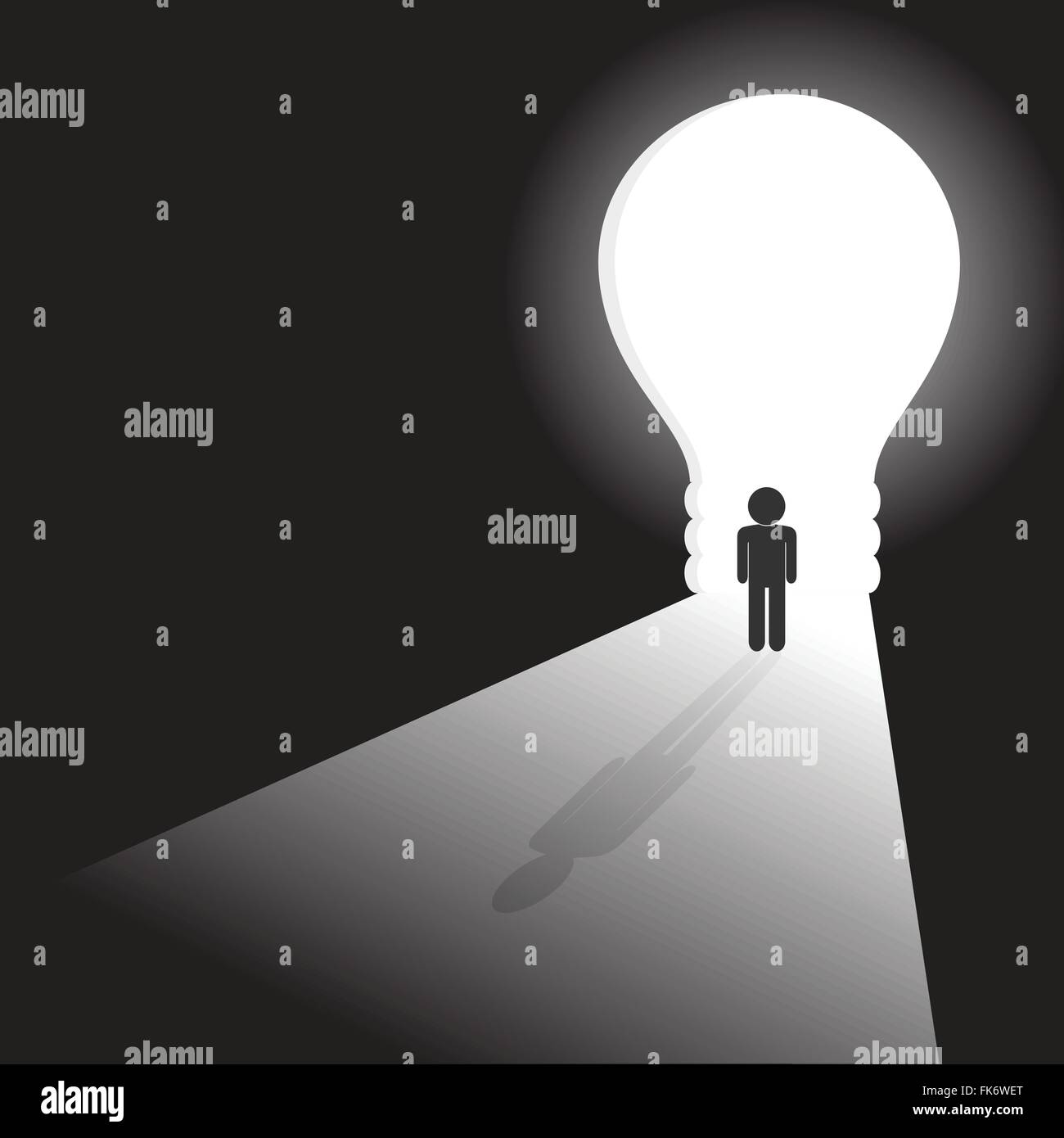 Businessman in front of a bright light bulb door,business ideas,education concept.vector illustration. Stock Vector